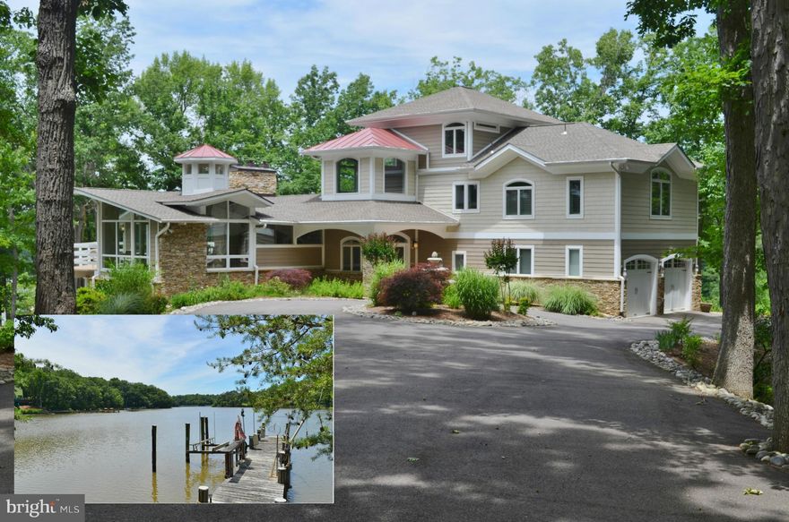 Incredible, one of a kind private 2+ acre peninsula with 4,800+ square foot custom home surrounded by water on 3 sides. Expanded & Rebuilt in 06. 780 feet of protected waterfront shoreline. Walls of glass, panoramic water views from every light filled room. Sunrises and sunsets over the water. Exquisite attention to detail will appeal to the most sophisticated of tastes! Private pier with 2 slips.