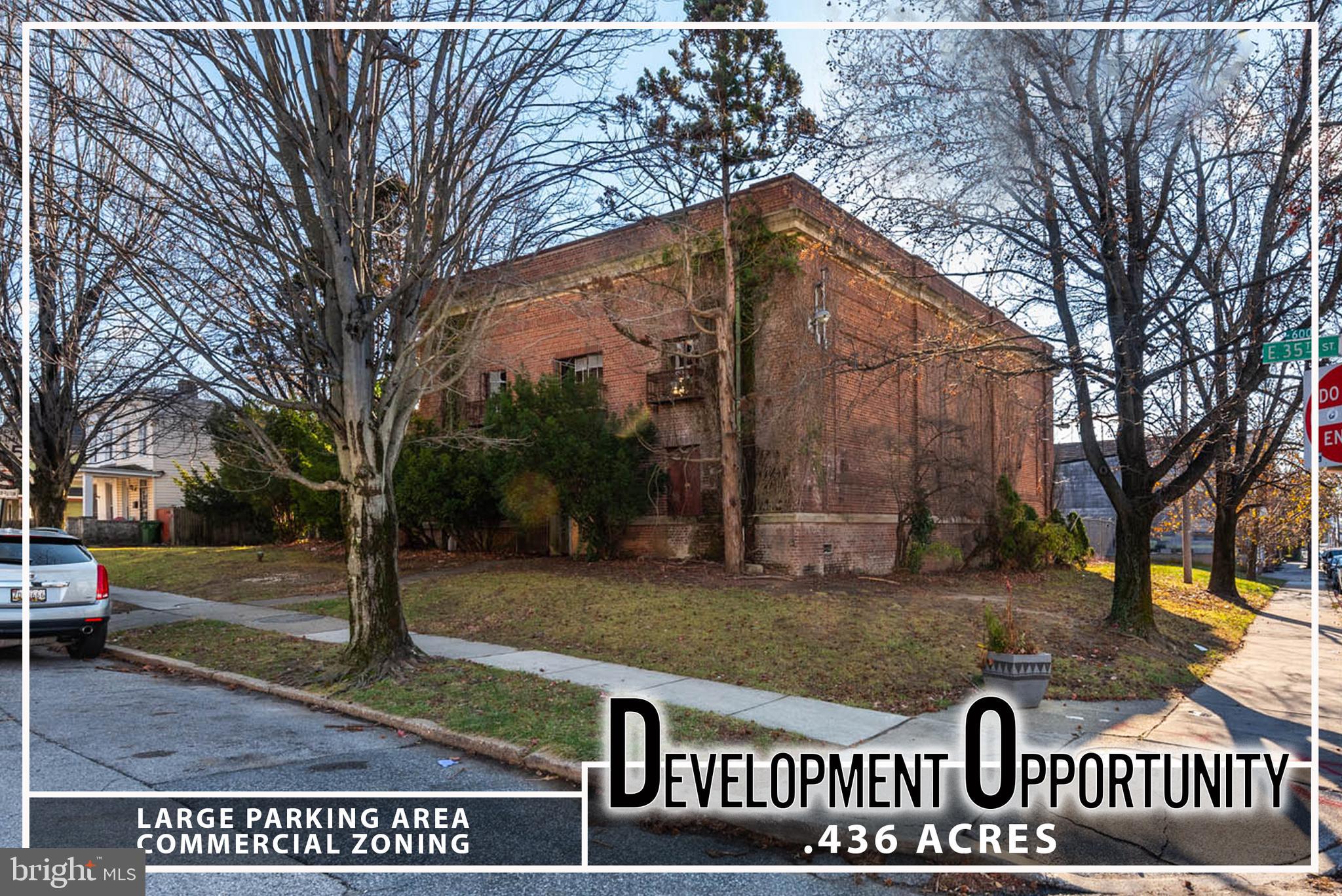 CALLING ALL INVESTORS! UNIQUE DEVELOPMENT OPPORTUNITY! Large building on a .436 acre lot with tons of potential! Currently a blank canvas but can be developed for whatever your investor needs. Large lot has plenty of room for off street parking and is conveniently located close to Johns Hopkins University and Loyola College! Sold As-Is!