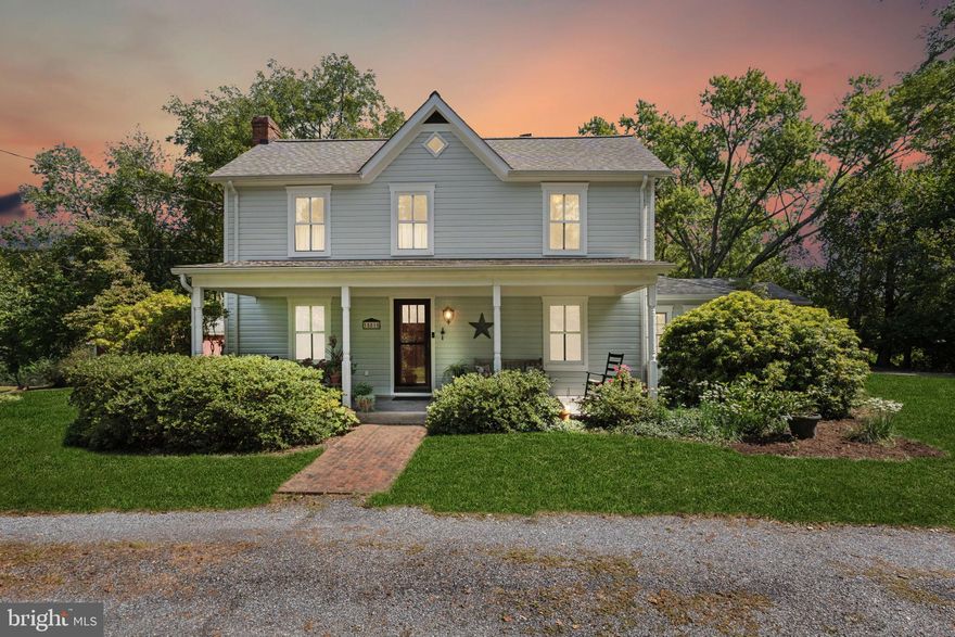 Welcome to this charming farmhouse in the heart of Darnestown, a piece of history built in 1900 and thoughtfully renovated to blend modern comforts with timeless elegance. Nestled on nearly 2 acres and backing to lush trees, this property features beautiful porches and patios overlooking the grounds, a large great room addition and a lovely carriage house and spacious barn, perfect for hobbies, storage, or potential guest accommodations. As soon as you drive up the circular driveway and step inside, you will be greeted by an inviting atmosphere where original architectural details harmoniously coexist with contemporary upgrades. The refinished hardwood floors, custom pine wood ceilings and wood beams highlight the classic beauty of this home. The modern open kitchen features new stainless steel appliances and ample counter space, making it perfect for family gatherings and entertainment. The large great room addition is located off of the kitchen and features an open-concept living area boasting walls of windows with ample natural light. Gather family and friends to dine around the farmhouse tables in the kitchen or the separate dining area that opens to the charming living room. The main level is complete with a private study, a full bathroom, a wood burning fireplace and a mud room. Upstairs you will find three well appointed bedrooms and an additional renovated full bathroom. Outside, the expansive private lot backs up to a wooded area, providing a serene backdrop for outdoor activities, gardening, or simply enjoying the beauty of nature. The cozy studio carriage house is located on the back of the property and features an open layout maximizing space and offering a warm and inviting atmosphere and a charming front porch perfect for enjoying morning coffee or relaxing with a good book. The old barn, with its weathered wooden beams and rustic charm, stands as an testament to the property’s agricultural roots, offering ample space for storage and potential renovation, and the large storage shed provides practical solutions for tools and equipment, ensuring that all your outdoor needs are met. Freshly painted Exterior (2024), New Hot Water Heater (2022), New HVAC (2022), Refinished Flooring (2021), New Roof (2015). This property is a rare find, combining the charm of a historic farmhouse with modern amenities in a picturesque setting. Don’t miss your chance to own a slice of paradise!