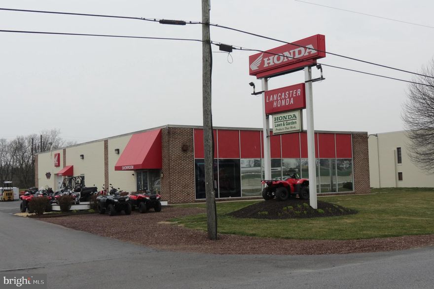 Well-established Honda dealership specializing in motorcycles, scooters, ATVs and Honda Power equipment such as generators, lawn mowers, snow blowers and Honda parts.  Includes the real estate, and business assets.   Inventory to be purchased separately.