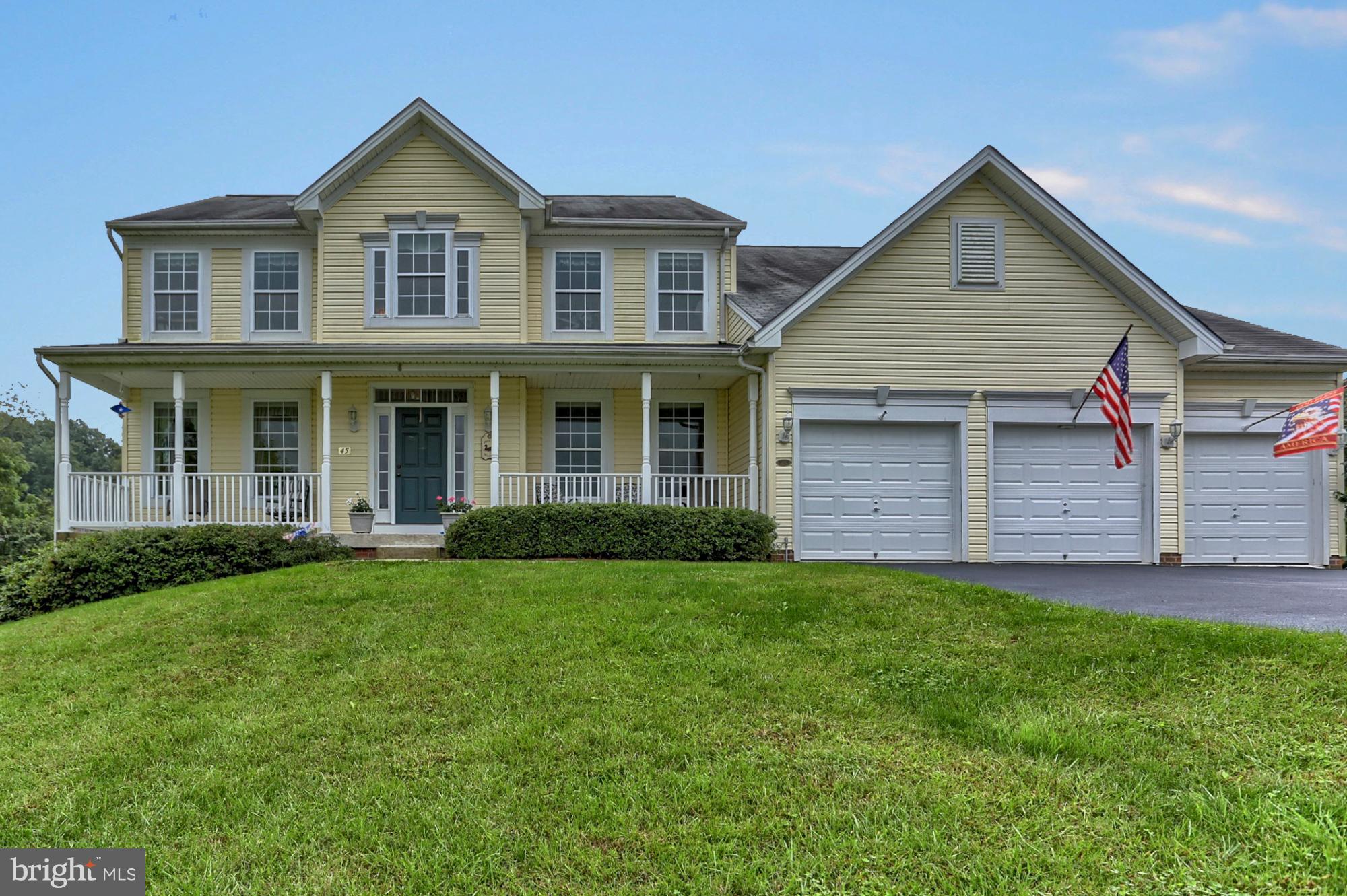 5 Bedroom Colonial on a 1+ acre lot with possible in-law suite located within walking distance to Codorus State Park in a community with NO HOA fees.  Public water & sewer. Oversized 3 car garage has room for 4 cars with heat, cable, & hanging storage shelves.  Detached 12 X 24 shed.  2 Zone heating system with Natural Gas forced air servicing the 1st floor and basement.  2 year old heat pump for the 2nd floor.  Added Insulation.  An Economical Home!  Enter off the front porch to a 2 story foyer with hardwood flooring.  Formal rooms with extra moldings.  1st floor office could be modified into a bedroom.  Kitchen with 42 inch maple cabinets, pantry and island with corian counters.  Bright sunroom with cathedral ceilings with access to a trex deck.  Family room off the kitchen offers a large space for entertaining.  1st floor laundry with utility sink.  2nd floor master suite with cathedral ceilings and walk in closet.  Master bath offers a double vanity, soaking tub, tile shower and tile floor.  4 additional bedrooms and hall bath with tile surround and tile flooring finish the 2nd floor.  Lower level could be an in-law area or large den and gameroom/playroom.  Lots of closet space.  Finished 1/2 bath with rough-in for shower.  Large workshop area with utility tub is a great bonus.  Walk-out slider to patio and back yard.  Picturesque views with small creek and wildlife.  Playset and picnic table included.  Cable ready in almost every room.  Make this house your New Home!  The pipes at the end of the road are for New Storm Drains that the township is installing