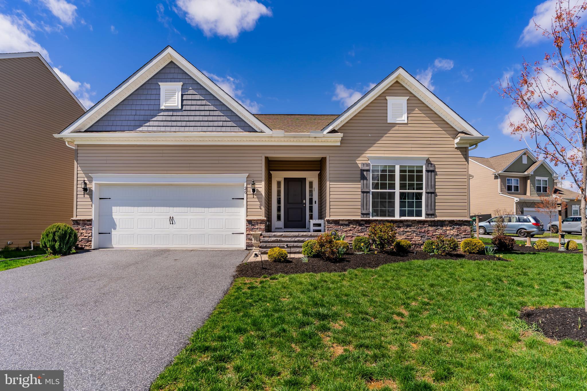 Welcome to 20 Barnhart Circle — the perfect blend of style, comfort, and convenience! Located in Silver Spring Township and the sought-after Cumberland Valley School District, this nearly new Craftsman-style home offers 4 bedrooms, 3 full baths, and nearly 3,000 sqft of beautifully finished living space. Step inside to discover an inviting open-concept layout designed for modern one-story living. The gourmet kitchen shines with granite countertops, stainless steel appliances, and a spacious island that flows seamlessly into the cozy living room with a warm gas fireplace—ideal for gatherings or quiet nights in. The luxurious owner’s suite features an ensuite bath with double sinks and ample closet space, while two additional bedrooms and a full bath complete the main level. Head downstairs to a fully finished basement, offering over 1,000 additional sqft—perfect for guests, a home office, or an entertainment space—with a fourth bedroom and full bathroom for added versatility. Outside, unwind on your private back patio, nestled in a quiet cul-de-sac, and enjoy the convenience of a two-car garage and easy access to the Carlisle Pike for shopping, dining, and more. This is more than just a house—it's your NextHome. Don’t miss the opportunity to make it yours!