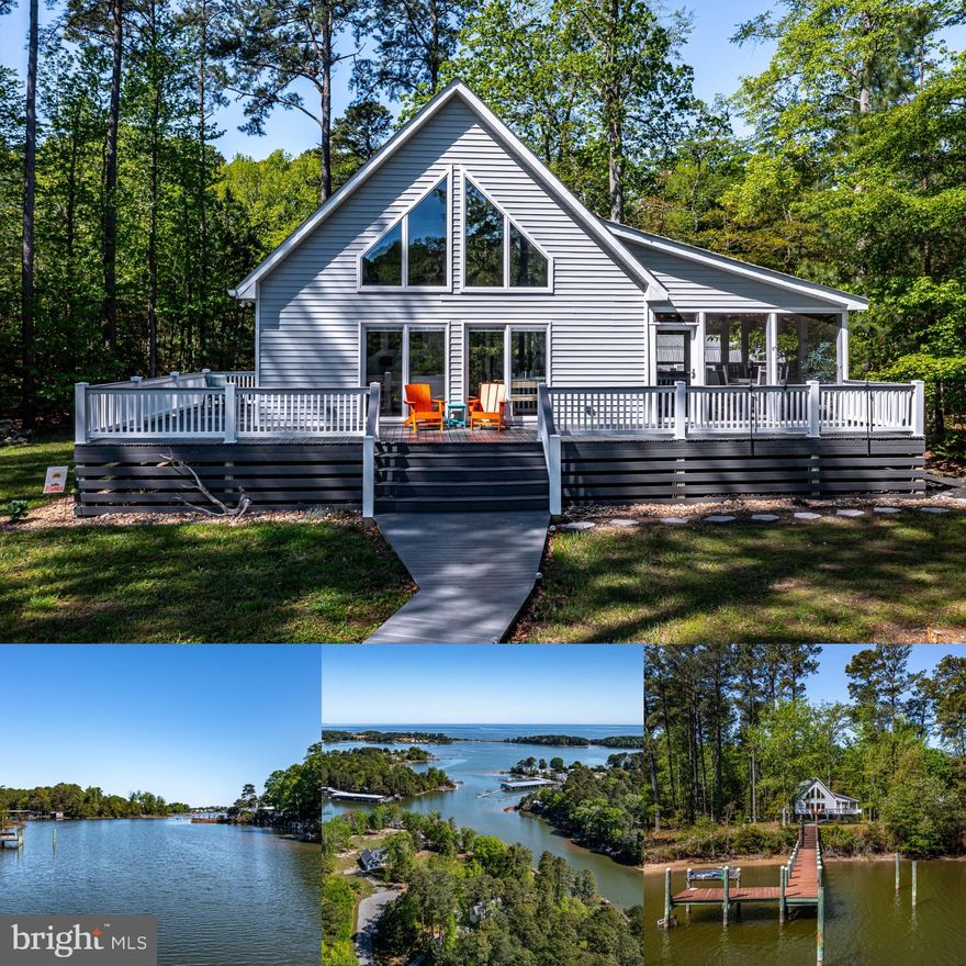 A waterfront masterpiece! Built in 2018 however shows like new! Gorgeous A-frame home perfectly nestled on the Little Wicomico river with 348 feet of waterfrontage! With a main level master bedroom with on suite  bathroom with laundry! The second bedroom is conveniently also on the main level.  The loft has an additional bedroom and a living space! This home has an open floor plan and high ceilings!  The ceilings in the loft are wood slats! The spacious kitchen is modern with tile backsplash, corian countertops and island!  The top of the island is gray and the base of the island is a beautiful blue!  There are many great features here, a screened in porch, a fire pit that has the adirondack chairs on pavers, logs incorpated with iron railings in the loft, walls in various rooms that have walls made of wooden slats! (simply gorgeous).  This home is on public sewer which is rare to find in The Northern Neck! Once you travel out of the Little Wicomico River you will come to The Chesapeake Bay! Enjoy waterfront dining at great restaurants!  Also approximatley  20 miles away or so, is the quaint beachy town of Kilmarnock.  Shop at the nautical shops and eat at the finest of restaurants! This house will not last long!