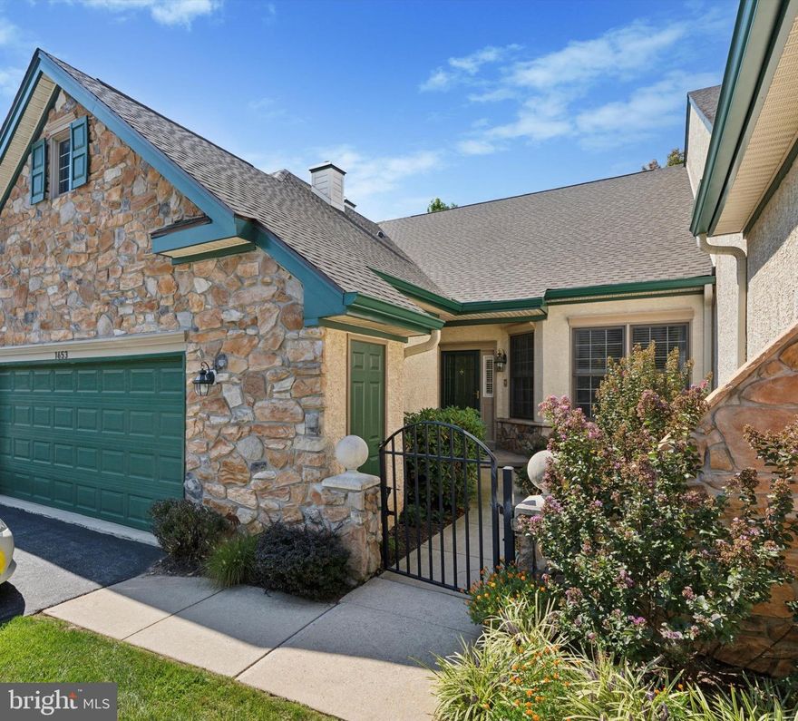 Welcome to the Chablis model in the Village of Yardley, perfectly situated on a quiet cul-de-sac within the picturesque Hershey's Mill community in Chester County. Designed for low-maintenance living in an active 55+ setting, this home exudes warmth and style from the moment you step through the gated courtyard. The open floor plan showcases a dramatic two-story Living and Dining Room with soaring ceilings, recessed lighting, and walls of windows. At the heart of the home, the gourmet Kitchen features maple cabinetry, granite countertops, double ovens, breakfast bar, and an adjoining Morning Room. The sun-filled Family Room opens to an oversized deck with retractable awning, overlooking lush landscaping for year-round enjoyment. The spacious Primary Suite offers walk-in closets and a spa-inspired bath with soaking tub, custom tiled shower, and dual vanities. A versatile Guest Room with adjacent full bath and a thoughtfully designed Laundry/Mudroom complete the main level. Upstairs, the loft provides flexibility with an open sitting area, another Bedroom, full bath, and generous storage. The unfinished Lower Level spans the full footprint of the home, offering endless potential for storage or future finishing. An attached oversized two-car garage completes the residence. Nestled in the esteemed Hershey's Mill community—renowned for its stunning landscapes, well-maintained golf course, and abundant amenities including walking trails, tennis courts, pool, clubhouse, and community center—residents enjoy a vibrant, close-knit lifestyle. This home perfectly combines comfort, elegance, and convenience, with easy access to shopping, dining, and major routes. Experience the best of Chester County living and begin your next chapter in this exceptional community.
