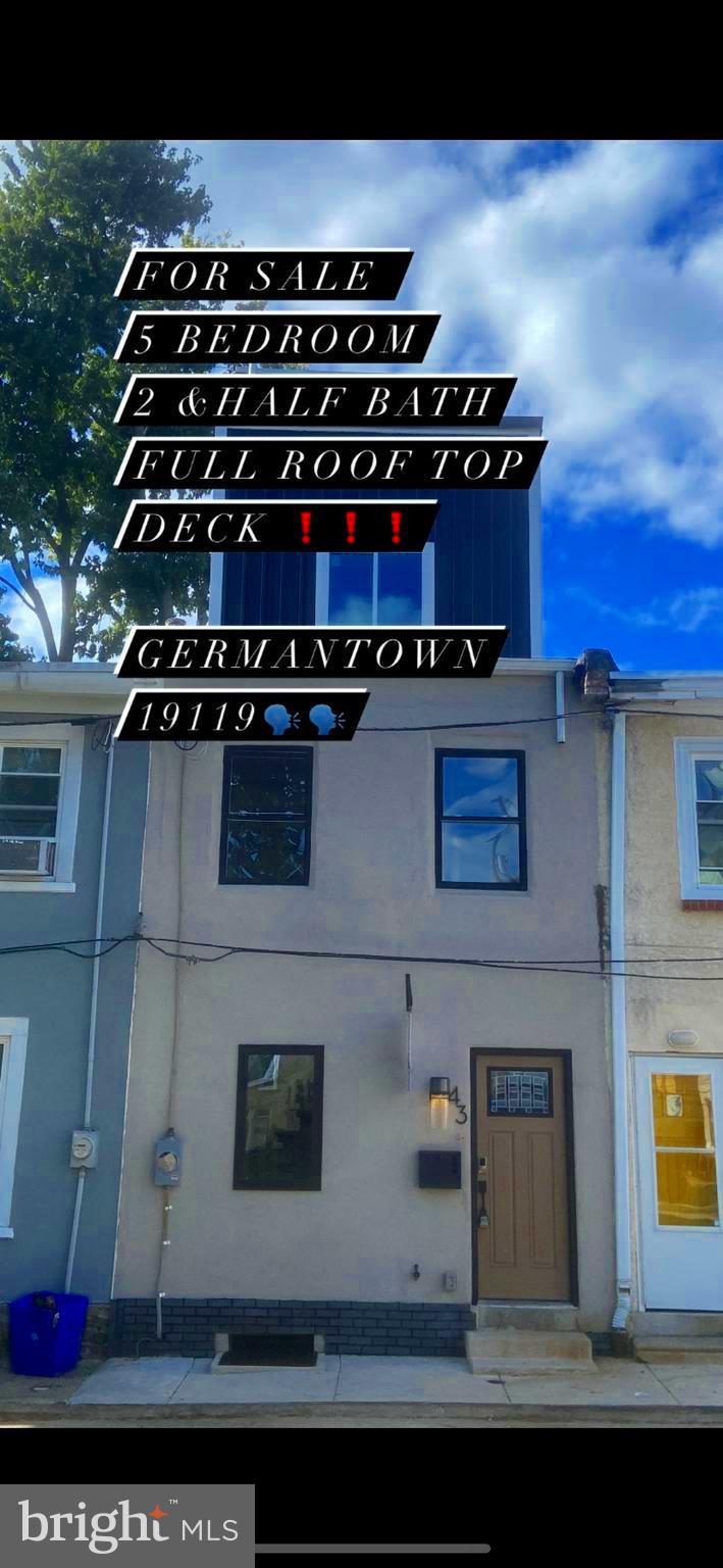 If you're looking for new a construction home without the price tag, look no more! Located in an area that qualifies for the $10K Prosperity Grant that's open to all buyers. Experience the epitome of sophistication in this exquisitely renovated 5-bedroom, 3-bathroom single-family residence located in the vibrant heart of East Germantown, Philadelphia. This elegant three-story masterpiece blends timeless architectural character with contemporary luxury, creating an ambiance that is both inviting and refined. Upon entry, you are greeted with graciously proportioned living spaces, soaring ceilings, and a natural flow that exudes warmth and grandeur. The home features five expansive bedrooms and three spa-inspired bathrooms, designed to accommodate the most discerning lifestyles. The fully finished and meticulously renovated lower level offers a wealth of possibilities — ideal for a sophisticated media lounge, fitness studio, or private guest retreat. Every detail of this residence has been curated with exceptional taste, making it a true sanctuary for those seeking comfort, style, and modern convenience in one of Philadelphia’s most historic neighborhoods.
Nestled in a community rich with history, you're just a few doors away from local landmarks like the redeveloped, Germantown High School. This home is centrally located to bustling corridors filled with shops, restaurants, cultural attractions, parks, and public transportation everything you need is minutes from your front door. 1-Year HOME WARRANTY included with purchase. Don’t miss out on this unique opportunity to own a piece of Germantown’s future while enjoying its storied past!
