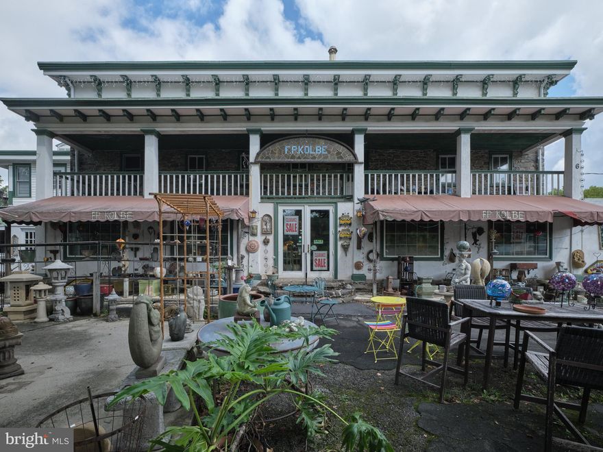 Sited along River Road in Point Pleasant is Kolbe's, previously Poor Richards, famous for its garden ornaments, furniture and a plethora of chachkas. This eclectic emporium was once the Central Hotel and Tavern, a busy stop along the country road between New York and Philadelphia.

The building, still embraces a great deal of the architectural aesthetics of the original hotel and tavern. This sprawling venue houses the large retail space, a cafe, a rental apartment and three additional rental units. There is parking for approximately 30 cars and has the potential to be a restaurant, retail, hotel, etc.

The Central Hotel is a historical gem that can be restored into a major focal point for tourism or for entrepreneurial endeavors. Its location is sited 15 minutes from Frenchtown and the I-78 corridor to New York, 20 minutes from New Hope, 25 minutes to Doylestown and 45 minutes to Princeton. This destination location is a rarity to become available and offers an exciting future with a historical foundation.

24 hours notice required.

Note:  The square footage of back building is 2400 square feet.  The front building 3 floors is approxiately  5800 square feet.  

Note also:  The apartment cannot be shown until the second showing.