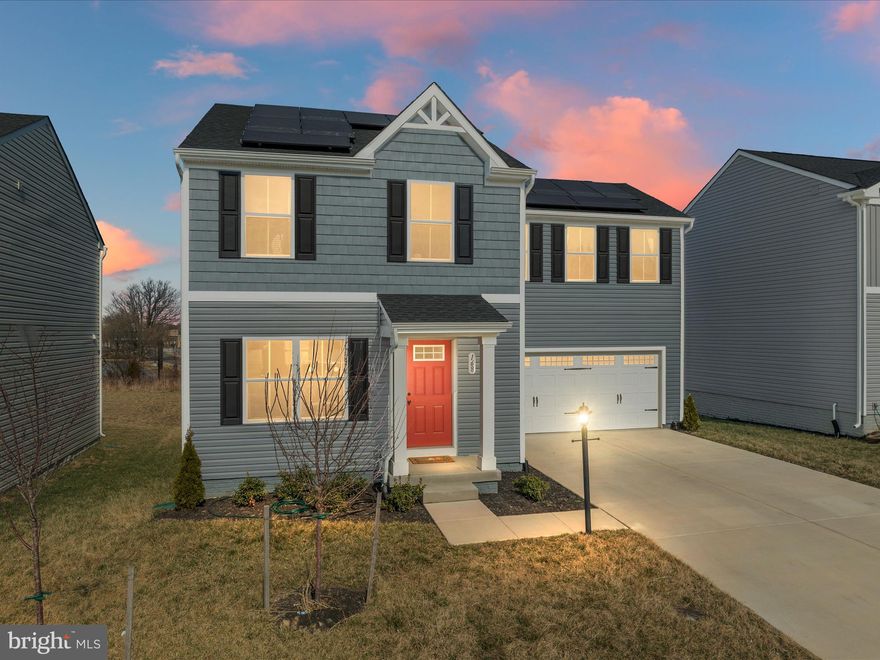 Spacious 4-bedroom, 2.5-bathroom Colonial located in "The Village of Middletown" subdivision in historic Middletown. The main level features luxury vinyl plank flooring, while the kitchen boasts stainless steel appliances, an island, and elegant Quartz countertops. A full unfinished basement offers potential for an additional bedroom and includes a rough-in for a bathroom. Upstairs, you'll find four bedrooms, three of which have walk-in closets. Energy-efficient solar panels help reduce utility costs! This home also includes a 2-car garage and provides easy access to I-81, I-66, as well as local dining and recreational options.