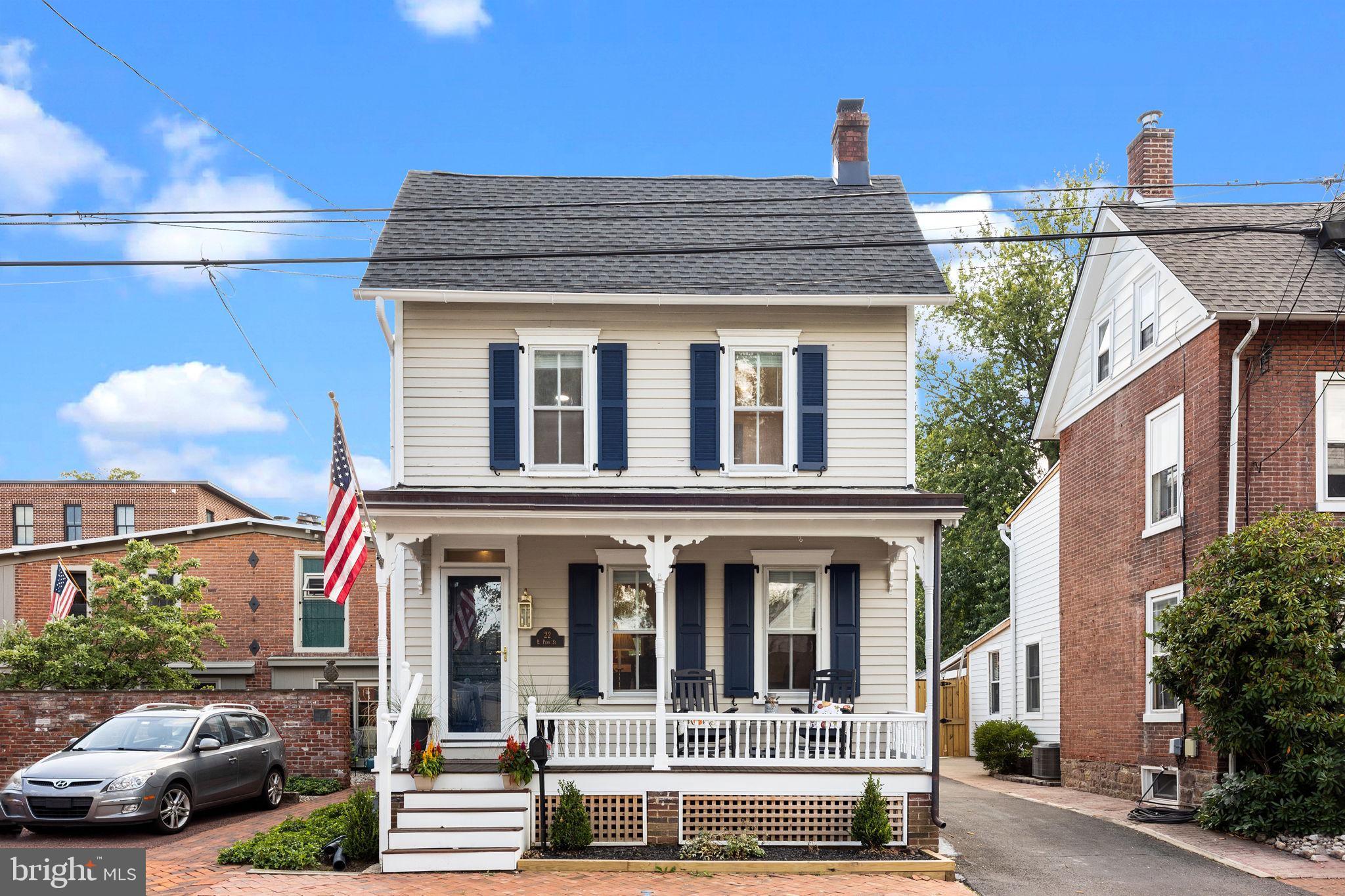 Photos will be available on Saturday, Sept 13th.
Welcome to 22 E Penn Street, a charming haven nestled in the heart of Newtown Borough. This delightful home has been thoughtfully expanded and completely renovated to blend modern amenities with timeless charm. From the moment you arrive, you'll be greeted by the home's exceptional curb appeal, featuring a covered front porch adorned with a mahogany wood deck.
Step inside through the solid wood door into the inviting parlor and formal dining room. The brand-new kitchen is a true showstopper, boasting a large island with seating for four, a farm sink, and convenient storage cabinets tucked under the counter. The kitchen seamlessly flows into the lovely family room, where you can relax by the gas fireplace or step through the slider doors to the inviting backyard. On the main level, you'll find a convenient mudroom with a charming wood Dutch door entry from the driveway. This space offers easy access to the powder room, making it a practical and stylish addition to the home.
This home features three bedrooms and 2.5 baths, including a stunning primary suite addition. The second-floor suite is a sanctuary, complete with a brand-new bathroom featuring a double vanity and a stall shower with a frameless glass door. The second level also features the second bedroom, laundry room with stackable washer and dryer, and the beautifully remodeled hall bathroom.
Venture to the third floor, where the third bedroom doubles as a flexible office space. Additional highlights included 2 new HVAC systems, gas heating, new plumbing and electrical systems, and a new roof. An elevator adds a touch of convenience, connecting you from the first to the second floor with ease.
The property also offers ample outdoor spaces, with a new paver patio and a detached garage with electric. For those who enjoy in-town living, the vibrant shops and restaurants of Newtown Borough are just steps away.
Don’t miss your chance to own a piece of Newtown Borough’s charm combined with modern luxuries.