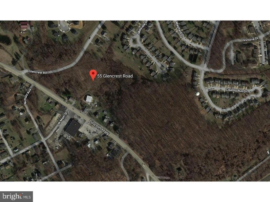 Buildable lots on 16.2 acres  available with Public water and sewer available. Two parcels are being sold together. Address’  55 Glencrest Rd (Parcel # 38-02-0201) and 705 W Lincoln Hwy (Parcel #38-02 -0208). These parcels are zoned C (conservation)  which allows for single family residences, some permitted uses under this zoning are for recreational and public uses but Special exception uses could permit cluster development , campgrounds, active recreation, indoor recreation facilities, golf course, wireless communications facility and possibly senior living facility. The property also has income from a Billboard of $2,400 per year and has some commercial possibilities on the Highway. Some of the property is deep slope but still able to be subdivided. The possibilities are endless because of recent developments in surrounding neighborhoods.
See Valley Township for questions on Zoning and usage.