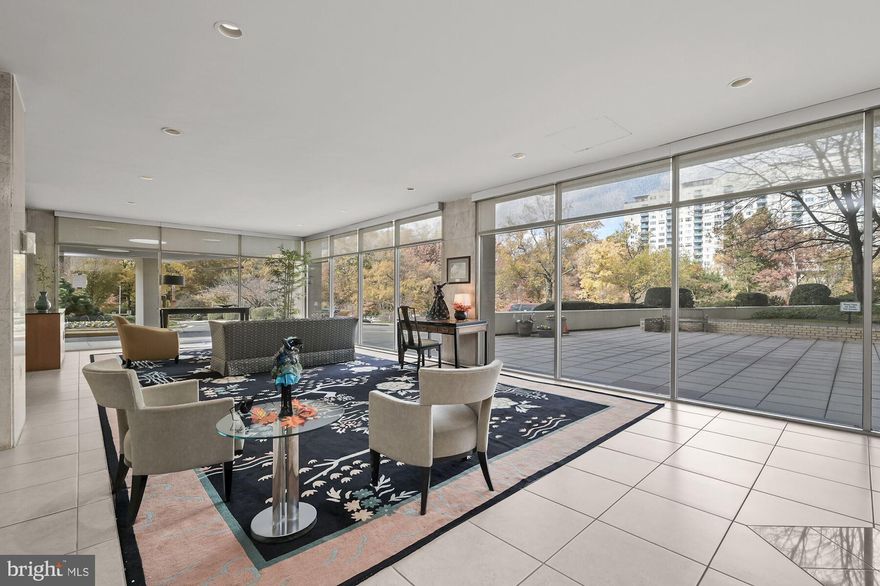 Bright and spacious 2 bedroom, 2 full bathroom apartment in desirable Grosvenor Place, with updated kitchen and hardwood floors.  You'll be amazed at the views from the picture windows and the enormous amount of closet space is a bonus!   All utilities, including cable are included in the monthly condo fee and there's loads of parking in the lot.  Some of the amazing amenities are pool, tennis courts, fitness facility, beloved Grosvenor Market, salon and party room.  All this and very close to the Grosvenor Metro!