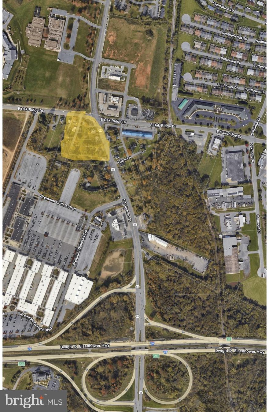 HIGHWAY INTERCHANGE ZONING 3.88 ACRES.  MAIN INTERSECTIOIN. This listing consists of 7 parcels with Tax IDs listed below. Located at one of the highest traffic intersections in Hagerstown. The location is only 1/4 mile from Interstate 70. The site would be perfect for a number of  commercial retail uses. Hundreds of feet of road frontage on two streets. Public Water and Sewer Available. 
Property addresses and Tax IDs:  3 W Oak Ridge Dr. .62 Acres/ ID 10-008352.  5 W Oak Ridge Dr. .58 Acres/ ID10-008360.   9 W Oak Ridge Dr. .34 Acres/ ID 10-001897.  13 W Oak Ridge Dr. .28 Acres/  ID 10-008670.
1407 S Potomac St. .39 Acres/  ID 10-012619.  1411 S Potomac St. .72 Acres/ ID 10-008794.  1415 S Potomac St. .95 Acres/  ID 10-021529