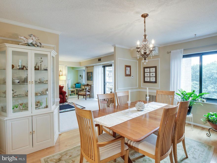 Enjoy the peaceful park-like setting from your 14 foot Balcony. Immaculately maintained, light & bright 2 Bedroom & Den, 2.5 baths. Garage parking conveys! Master bedroom has parquet floors & renovated bathroom. Lots of upgrades & tons of closet space. All utilities in condo fee & Watergate's Famous Amenities: Indoor/Outdoor pools & tennis, Shuttle to metro, gym, sauna, library, jog track  & more