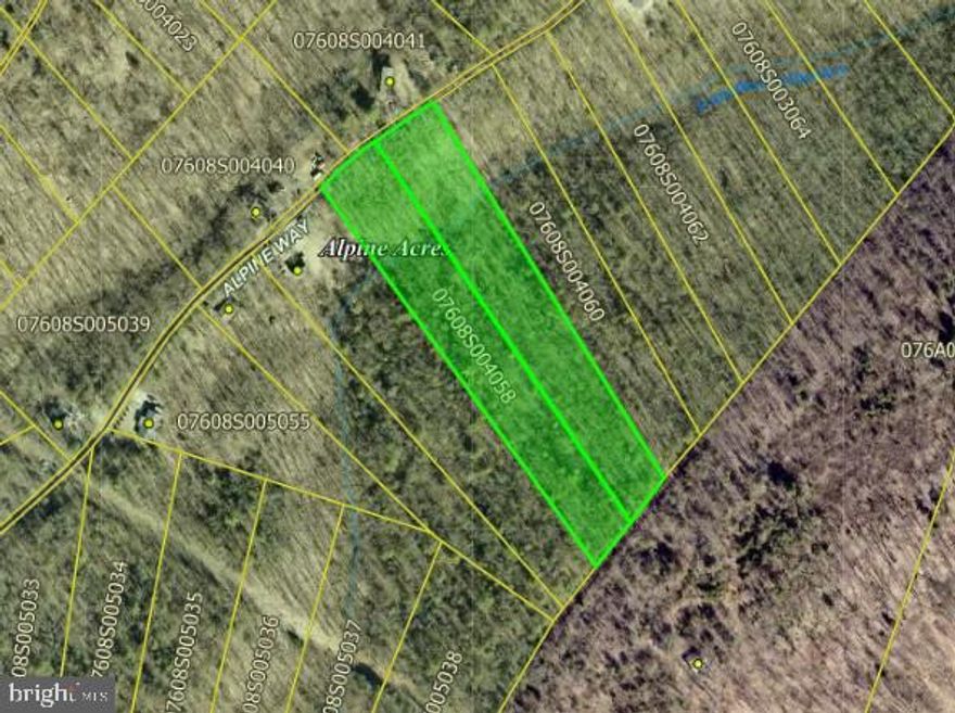 Lots 58 & 59 Tucked along Alpine Way, just below Supinlick Ridge, these two adjoining parcels offer a total of 6 acres in a quiet, wooded setting within the Alpine Acres subdivision. Surrounded by mature trees and natural landscape, the property provides a strong sense of privacy that is increasingly hard to find. Each lot consists of 3 acres, giving you flexibility to build 2 homes, invest, or create a peaceful mountain retreat with room to spread out. The wooded terrain offers a beautiful backdrop for a future cabin or full-time residence, with multiple potential homesites to consider. Located within Alpine Acres, the property includes access to a community well system (connection fee applies), maintained by Valley Water. A septic system will be required, as is typical for the area, but the availability of shared water simplifies the building process and helps reduce upfront costs.  Just a short drive from Bryce Resort, this location offers easy access to year-round recreation including skiing, golf, hiking, and more. Short-term rentals are allowed, making this an excellent opportunity for those looking
to build a weekend getaway, investment property, or both. For those seeking additional acreage or a larger investment opportunity, three adjoining 3-acre lots are also
available, offering the potential to expand your footprint to 15 acres (5 parcels) within the same wooded
setting. Whether you are looking to build now or secure land for the future, this property offers privacy, flexibility, and a convenient location in the heart of Shenandoah County.