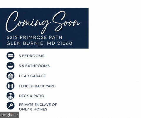 Townhouse For Sale - 6212 Primrose Path<br/> GLEN BURNIE, MD 21061