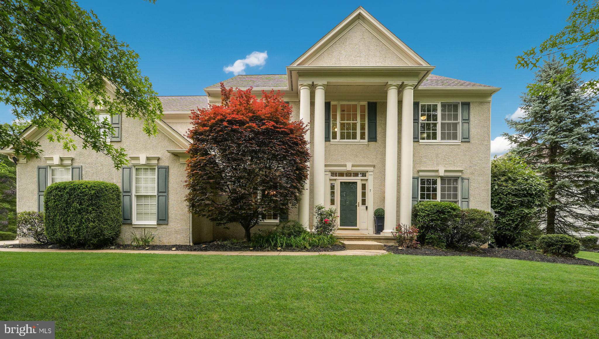 Stately colonial in beautiful Eagleton Farms! This 4 bedroom, 3 1/2 bath Buckingham model is one of the larger models in the neighborhood and features a spacious and open floor plan and plenty of good light throughout the home. Step into the grand 2-story entryway with marble flooring. The foyer is flanked by the generously sized Living and Dining Room adorned with beautiful dentil molding. A butler's pantry leads from the dining room into the spacious eat-in kitchen with Jenn Air appliances and a generously sized walk-in pantry. Off the kitchen is the back staircase making daily life especially convenient. Beyond the main staircase and adjacent to the kitchen is the 2-story family room with fireplace. A separate office, powder room, and laundry area complete the first floor. Maple wood floors carry throughout the first floor. Upstairs is the oversized master bedroom with tray ceiling and attached master bathroom with double vanity and soaking tub. The second bedroom has an en-suite bathroom, and the remaining 2 bedrooms share a Jack and Jill bathroom. The basement is mostly finished with plenty of space for a movie area and separate game area. The unfinished area provides ample space for storage and has also been plumbed for an additional bathroom. In the backyard you will find your own private retreat with deck, heated gunite pool and separate spa! The property is located at the bend in Hansel Rd, providing more privacy and space between homes. All of this in the highly regarded Council Rock school district - Sol Feinstone Elementary, Newtown Middle School, and Council Rock North high school. The location provides easy access to the shops and restaurants in Newtown, as well as Rt 295 and public transportation to both Philadelphia and NYC. Don't let this one pass you by!