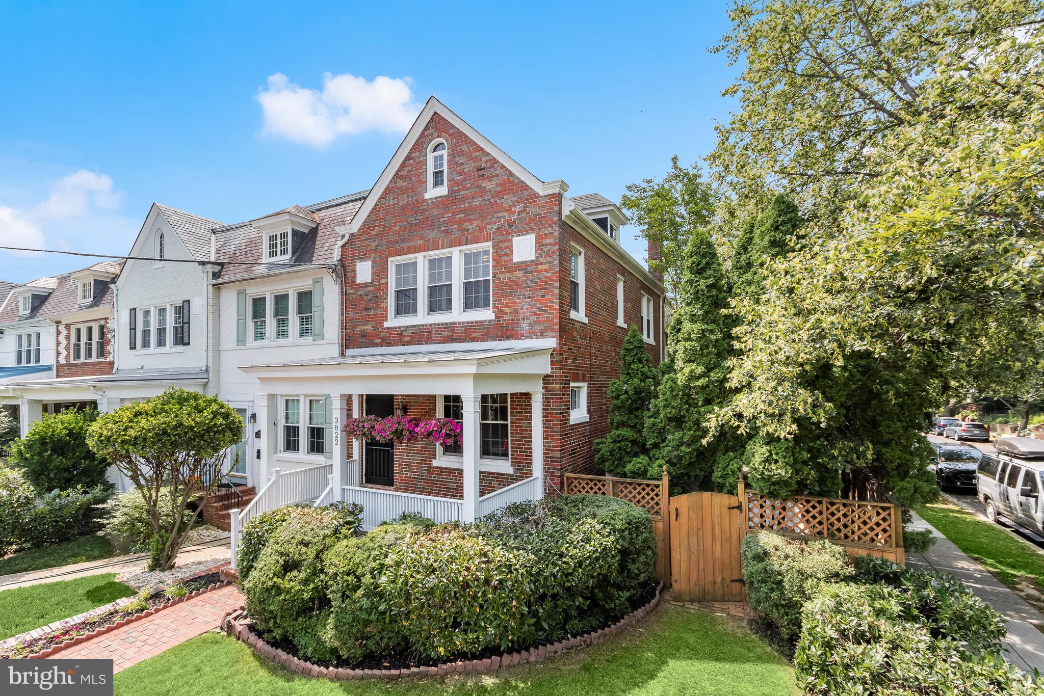 Welcome to this light-filled semi-detached home offering four levels of living space in Glover Park! Set back from the street with beautiful landscaping and a welcoming covered front porch, this 5-bedroom, 3.5-bath residence features charming details and incredible outdoor space. The main level offers great flow for everyday living and entertaining, with an open kitchen-to-dining connection, stainless steel appliances including a Wolf range, and a bright family room that opens onto an expansive rear deck. A rare find in the neighborhood - the fenced, level yard offers privacy and plenty of room to garden, play, or relax. The 2nd level offers 2 full bathrooms and 3 bedrooms (primary suite currently using 2+walk in closet). Versatile top-floor bedroom or office features a private rooftop deck. Finished lower level includes an in-law suite with separate entrance, and laundry room. Large parking pad for 2+ cars behind the home. Features include hardwood floors, new roof, and new front porch. Located in the heart of Glover Park, this home is just a few blocks to Stoddert Elementary School, Glover-Archbold Park, and Guy Mason Recreation Center. Easy walkability to tons of shops, gyms/fitness studios, restaurants, pharmacy, post office and more, including two grocery stores (Whole Foods & Trader Joe’s). This is a perfect opportunity to move right in and to be able
to personalize updates to the home in a prime location!