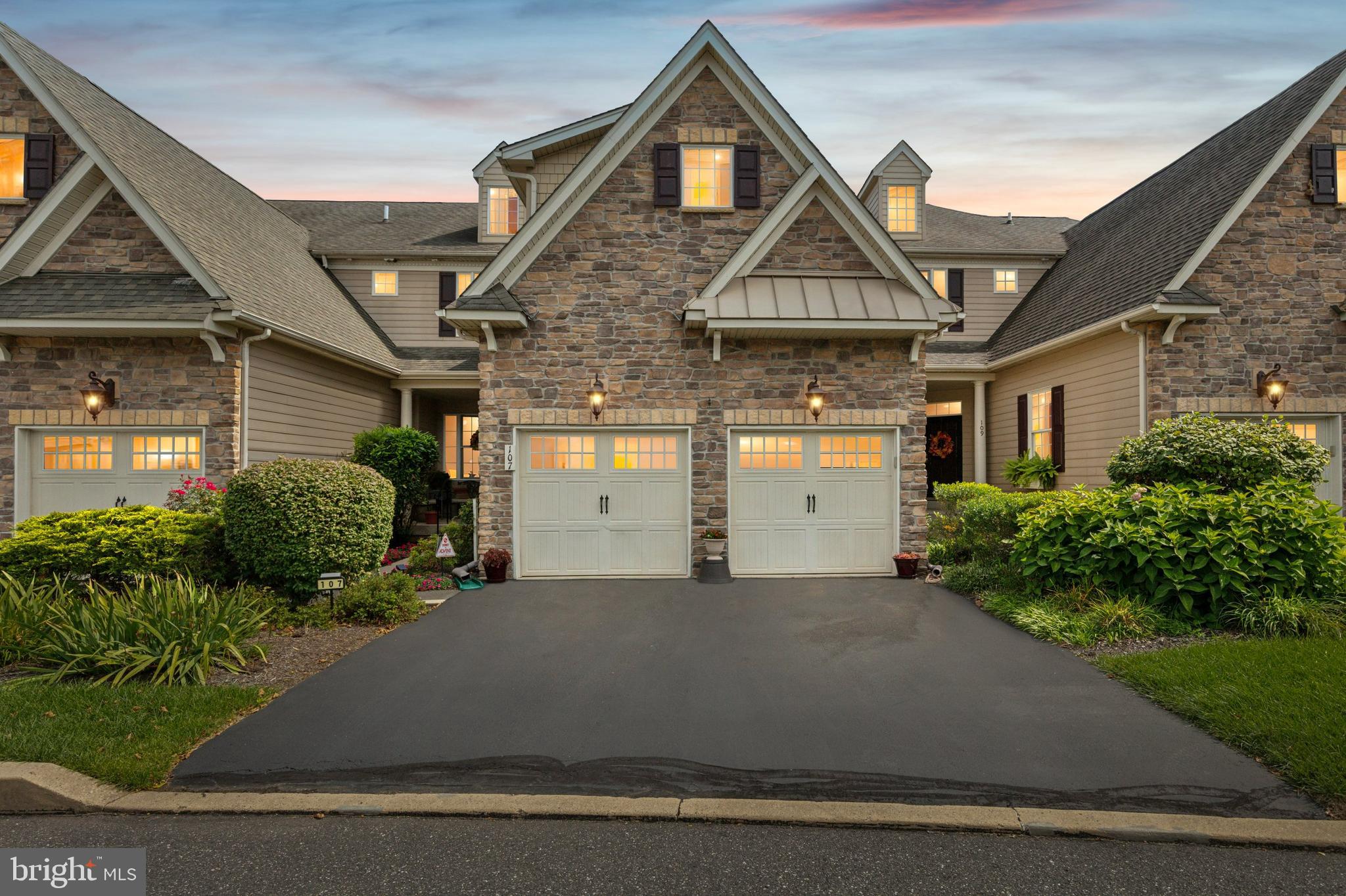Welcome to 107 Caspian Lane, a much sought after David Cutler model in the 55+ community at Stony Creek Farms, situated on a premium lot that is walkable to the club house and pool. There is a cozy covered front porch that greets you. As you enter this meticulous home, to the left is a well-appointed study. The eat in kitchen is a chef's dream, with upgraded appliances and cabinetry, along with a breakfast bar and stunning wainscotting. The sunny open concept versatile living room/dining room has vaulted ceilings, transom windows, skylights, and two doors that lead out to the extended deck with a large electric awning. The first floor primary bedroom features a walk in closet, with the ensuite bathroom having a double sink vanity, garden tub, and a separate shower. A laundry room, powder room, and 2 car garage access finish off the first floor. On the second floor, the huge loft is currently being used as a sitting room with a hall office. Two more large bedrooms with plenty of closet space and another full bath complete the second floor. But that's not all! The expansive walk out finished basement features a powder room and extra storage. Among the many upgrades are recessed lighting throughout, top of the line hardwood floors, carpeting, and tile, and an Advent Security System. Enjoy the amenities of this Gold-Star 55+ community with a clubhouse, fitness center, heated outdoor saltwater pool and hot tub. Three miles of outdoor walking trails let you enjoy the mature landscape and natural beauty of Worcester Township. Book your showing today!