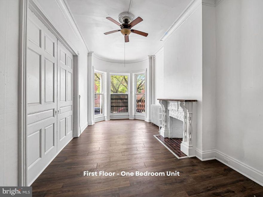 FIRST FLOOR UNIT - Welcome to Mount Vernon living at its finest! Unit has been updated with modern finishes including brand new bathrooms, flooring and paint. This is a one bedroom, with large cathedral ceilings, original fireplace mantels, tons of natural light with washer/dryer and located on the first floor. **TENANTS ARE RESPONSIBLE FOR** putting utilities (BGE) in their name, a portion of the water bill, and maintenance of their level (each unit has their own floor). Please apply through the link in this listing. Looking for immediate occupancy! NO pets.