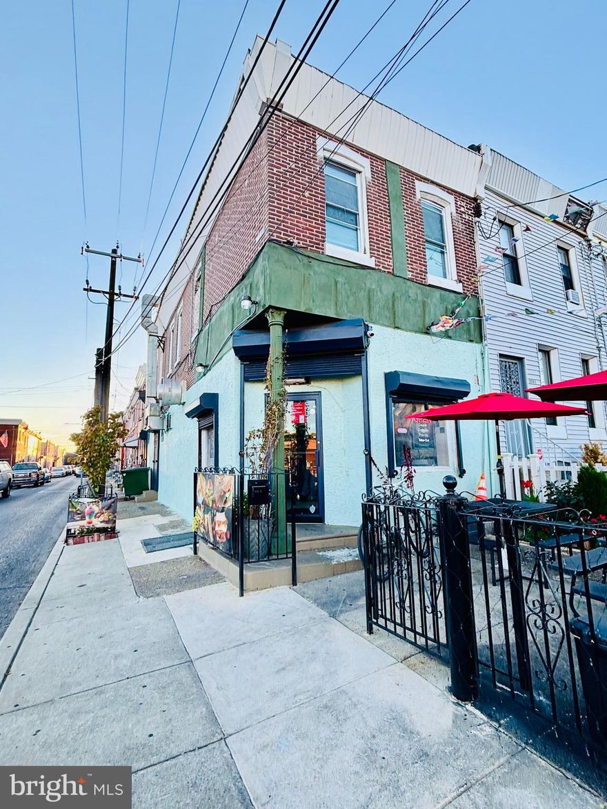 Turn-key, fully equipped restaurant available in the Port Richmond community. Excellent location just 1 minute from Aramingo Avenue and 5 minutes from I-95. High-visibility corner property with strong potential foot traffic. Surrounded by convenience stores, warehouses, a hospital, urgent care facility, and multiple medical offices.
Restaurant Features:
Fully equipped, turn-key setup—ready for immediate operation
Front entrance to reception/waiting area with views of the cooking line
Separate food prep room with steps leading to the 2nd floor
Back room with walk-in refrigeration boxes, storage, half bathroom, and side exit
Basement includes a private office, additional storage, and utility area
Central alarm system and security cameras (interior & exterior)
TV menu display for customer ordering
Front patio with metal-fenced garden and seating for up to 16 guests
Busy avenue location with excellent visibility
2nd Floor Apartment:
Features a 2-bedroom, 1-bath apartment with a private side entrance includes a rooftop patio, perfect for outdoor enjoyment
Ideal for owner-operator or additional rental income
Location Highlights:
Close to schools, shopping, and public transportation
Minutes to Aramingo Avenue retail corridor and major highways
Ideal opportunity for an operator or investor seeking a ready-to-open restaurant with residential income potential in a high-traffic commercial corridor.