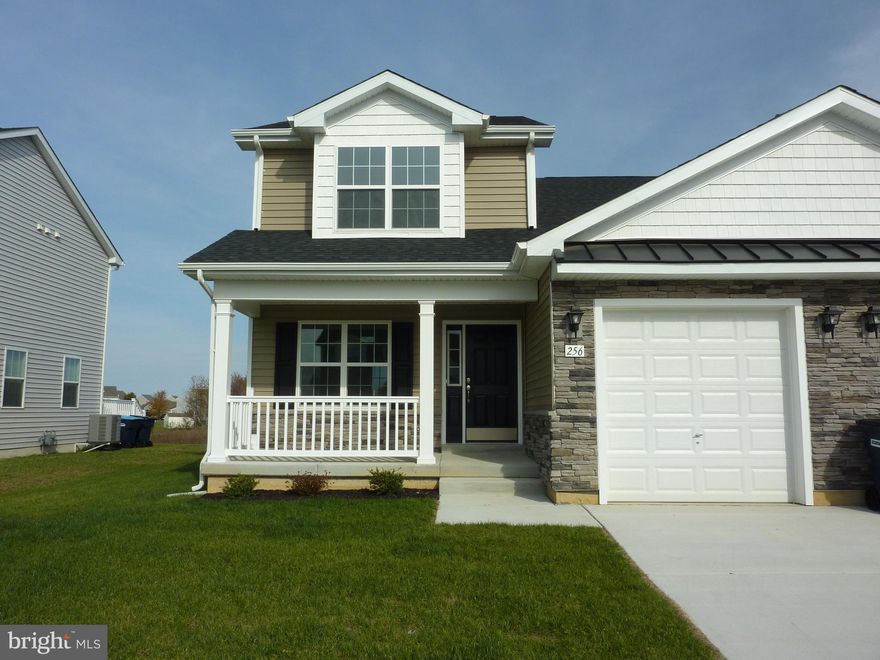 Brand new property, located in the beautiful Centerville Development. This stunning New 
Construction Adams Model Home, located at 256 Doylestown Rd, Smyrna, DE, has three 
(3) bedrooms, (2) two full baths and a (1) one (1/2) half bath, a full unfinished basement, with an 
egress window, 1 car garage, and a sodded front lawn/seeded backyard. The main level 
features LVP flooring, carpet, a sizable great room, and dining room. A spacious kitchen, granite 
countertops, stainless single bowl kitchen sink, stainless steel appliances (dishwasher, stove, 
and microwave,). Breakfast bar overhang, soft-close upgraded cabinets and drawers 
throughout. The large owner's suite has a substantial walk-in closet and ensuite with comfort 
height double sink vanities, and walk-in shower with seat. The home features a beautiful deck, 
with a privacy wall. A whole-house vacuum cleaning system. The home has 1436 sq. ft. of livable 
space with an unfinished basement of 710 sq. ft.