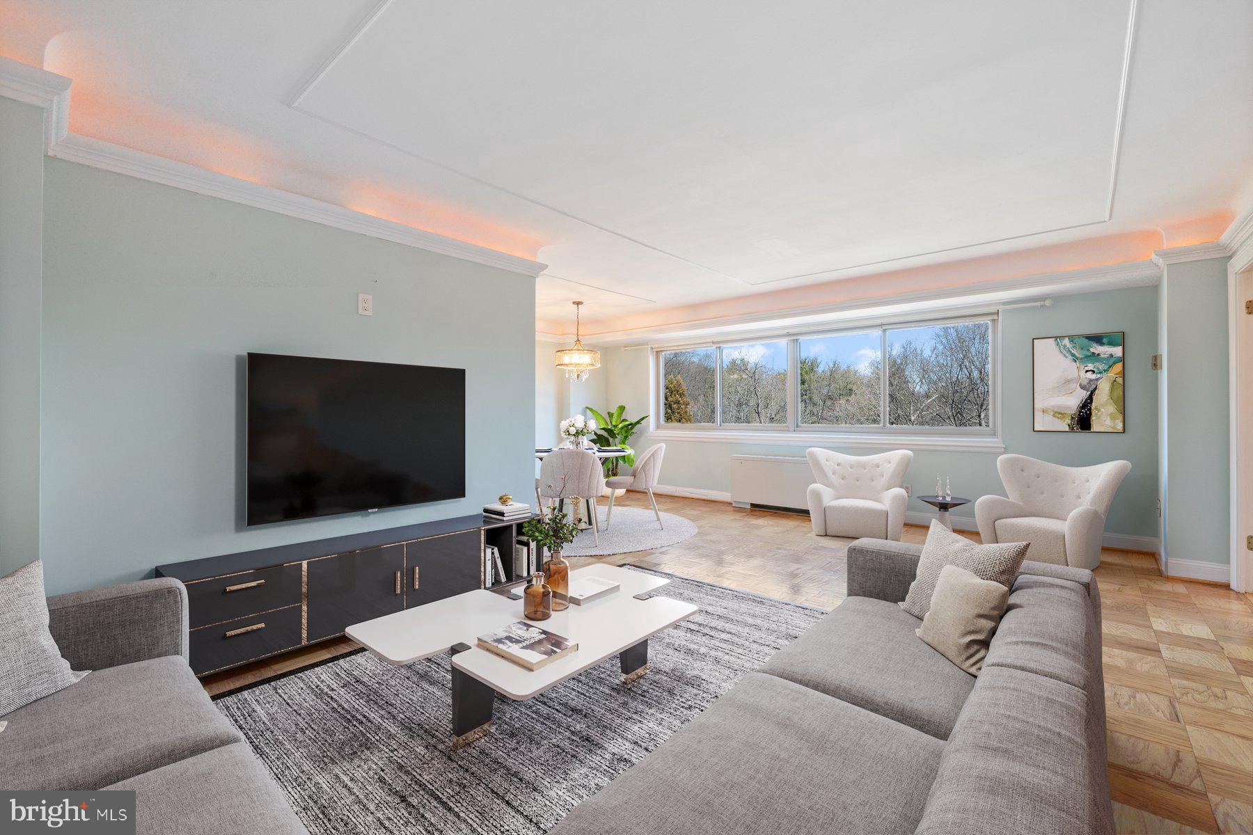 Space, Comfort, and Convenience.
Don't miss this hidden gem! A remarkable 2-bedroom, 2-bath residence at Kenwood House, offering 1,250 SF—substantially larger than many comparable homes in the area. The expansive L-shaped living and dining area easily accommodates a full dining table and a large living room. At the same time, oversized windows fill the space with natural light and showcase wide-open and gorgeous neighborhood views, creating a private and welcoming atmosphere. Both bedrooms are generously sized with ample closets, complemented by additional storage for all your essentials. Recent kitchen appliance updates make the home move-in ready, while still allowing your personal touches. A truly remarkable opportunity for those seeking space, convenience, and lifestyle in one exceptional package.
Kenwood House, a professionally managed co-op, is known for its diligent upkeep, healthy reserves, and strong financials. Residents enjoy peace of mind with an all-inclusive monthly fee covering taxes and utilities. Additional perks include an assigned parking space, dedicated storage unit, and EV charging stations, providing convenience and a low-maintenance lifestyle. Kenwood House delivers a truly remarkable opportunity for those seeking space, convenience, and lifestyle in one exceptional package.
Exceptional location, nestled beside the Capital Crescent Trail for daily walks, runs, or bike rides, and just minutes to Whole Foods, dining, and shopping in Bethesda, Chevy Chase, and DC. Whether downsizing from a larger home or seeking a spacious, move-in-ready residence close to work and city amenities, this home offers an outstanding combination of comfort, style, and accessibility.