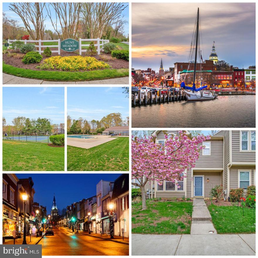 Live the Annapolis Lifestyle in Sought-After Hunt Meadow! This charming 3-bedroom, 2.5-bath townhome offers the perfect blend of comfort, convenience, and amenities in a picturesque, park-like setting. From community pickleball and tennis courts to scenic walking paths and a vibrant neighborhood pool, you'll love calling this place home.
Step inside and be greeted by an open layout filled with abundant natural light. The inviting living and dining areas feature rich hardwood floors and a cozy wood-burning fireplace—perfect for curling up on chilly evenings. Entertain with ease from the built-in wet bar.  The fully updated kitchen is as functional as it is stylish, boasting white cabinetry, granite countertops, a pantry closet, and a cozy breakfast nook surrounded by windows. Upstairs, the spacious primary suite impresses with vaulted ceilings, a large walk-in closet plus an extra closet, a dual vanity, and a private ensuite bath.

Parking is convenient with one assigned space, one unassigned, and plenty of guest parking available.
The HOA covers lawn care (outside fenced areas), exterior painting (approximately every 5 years), sidewalk snow removal, and even community events like wine tastings, chili cook-offs, dog swims, and holiday gatherings. Enjoy direct access to walking paths leading to Quiet Waters Park—a waterfront gem offering trails, concerts, an ice rink, dog park, and beach.

Located just 4 miles from Downtown Annapolis, Eastport, and the Naval Academy, and only 6 miles from Park & Ride commuter buses to DC. Easy access to shopping, dining, and BWI Airport makes this home an unbeatable choice for lifestyle and location.