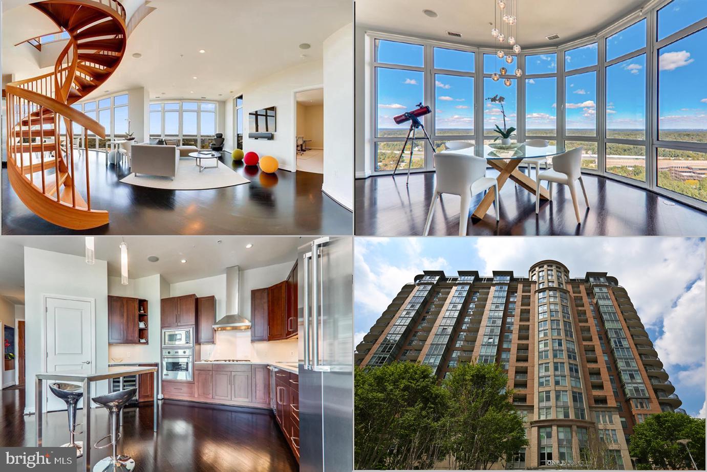 Stunning duplex penthouse soaring high above McLean skyline with panoramic unobstructed vistas across Virginia, Maryland, and DC. Enjoy the private rooftop with (above the unit connected with a nice staircase from the inside unit). Watch Sunrise and sunset without leaving your home on the top of the finest and most luxurious condo in the area. Welcome to your "Penthouse in the Sky" Privately placed at the end of the hall, this apartment is truly the finest: A double entry door with a long foyer entryway leading to a wide-open living area to enjoy the spectacular view with floor to ceiling windows with 180 degree views from every room. Spacious primary bedroom with large walk-in closet and bath with separate shower and jacuzzi. The secondary bedroom suite with private full bath and a walk-in closet. A den with gas fireplace and a view of the sunset horizon. The gourmet kitchen has state-of-the-art Viking appliances. Custom designed remote controlled shades, beautiful gas fireplace , audio visual sound system and more. The McLean's exclusive One Park Crest Condominium, features 24 hrs. concierge desk, hospitality suite for visiting family/overnight guests, 18th floor rooftop outdoor pool, party room, club room with billiards and entertainment area and sun deck. The fitness center and conference room on lobby level. Minutes to Silver Metro Line, Tyson's Galleria Mall and the Ritz Carlton Hotel. Harris Teeter grocery and Starbucks at your doorstep. Two car parking garage spaces, floor to ceiling "motorized" drapery shades, tons of windows flooding the interiors with natural lights, recessed lighting, two California Closet System walk-in closets, gas cooking, luxury dark hardwood flooring, in unit washer and dryer, one gas fireplace in Den.