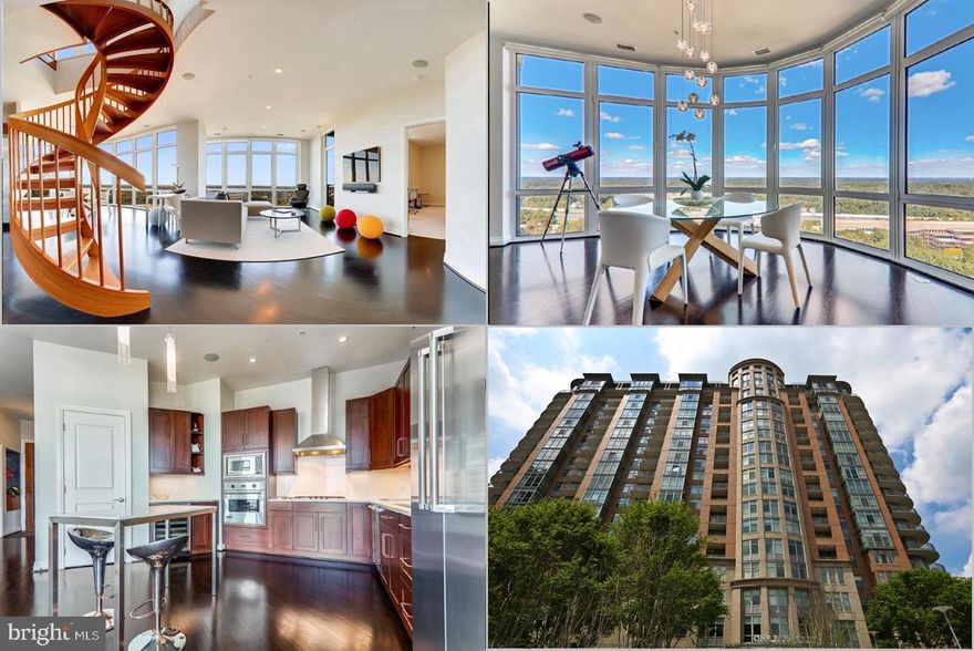 Stunning duplex penthouse soaring high above McLean skyline with panoramic unobstructed vistas across Virginia, Maryland, and DC.   Enjoy the private rooftop with (above the unit connected with a nice staircase from the inside unit). Watch Sunrise and sunset without leaving your home on the top of the finest and most luxurious condo in the area. Welcome to your "Penthouse in the Sky" Privately placed at the end of the hall, this apartment is truly the finest: A double entry door with a long foyer entryway leading to a wide-open living area to enjoy the spectacular view with floor to ceiling windows with 180 degree views from every room. Spacious primary bedroom with large walk-in closet and bath with separate shower and jacuzzi. The secondary bedroom suite with private full bath and a walk-in closet. A den with gas fireplace and a view of the sunset horizon. The gourmet kitchen has state-of-the-art Viking appliances. Custom designed remote controlled shades, beautiful gas fireplace , audio visual sound system and more. The McLean's exclusive One Park Crest Condominium, features 24 hrs. concierge desk, hospitality suite for visiting family/overnight guests, 18th floor rooftop outdoor pool, party room, club room with billiards and entertainment area and sun deck. The fitness center and conference room on lobby level. Minutes to Silver Metro Line, Tyson's Galleria Mall and the Ritz Carlton Hotel. Harris Teeter grocery and Starbucks at your doorstep. Two car parking garage spaces, floor to ceiling "motorized" drapery shades, tons of windows flooding the interiors with natural lights, recessed lighting, two California Closet System walk-in closets, gas cooking, luxury dark hardwood flooring, in unit washer and dryer, one gas fireplace in Den.