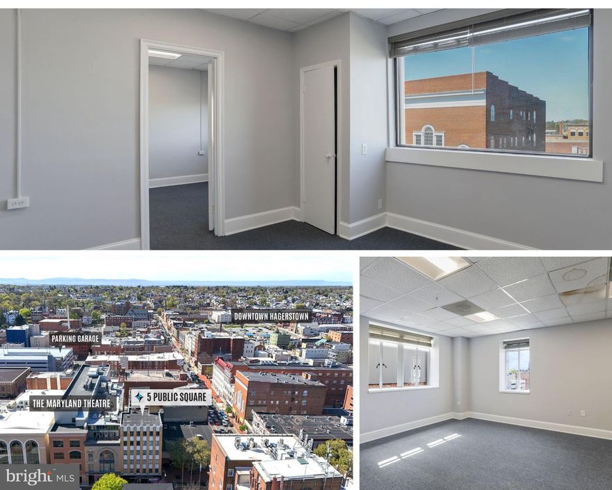 Located in the heart of Downtown Hagerstown on the Square, this multi-office suite in the Professional Arts Building offers a prime location for businesses seeking a professional setting with convenience and visibility. This spacious suite features multiple private offices, a private restroom, and access to a secure, elevator-served building. Surrounded by restaurants, shops, banks, the courthouse, City Hall, and just blocks from the new Meritus Park baseball stadium, it’s an ideal space for any business looking to establish or expand in the city center. Available for immediate occupancy.