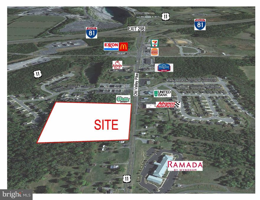 Prime commercial site. This 13.13-acre property boasts a coveted Highway Commercial zoning, making it an ideal location for business ventures. Additionally, a 2.96 acre parcel is available and adjacent to this parcel making over 16 acres available with approximately 1,000 feet of road frontage.  Conveniently positioned just off Interstate 81 and a short drive from Interstate 66, this well developed interchange offers excellent visibility, ensuring maximum exposure for any enterprise. Situated just south of several well-known fast food establishments, hotels, retail and medical care, it benefits from high traffic and customer flow. With public utilities readily available, the infrastructure is in place to support a wide range of commercial activities. Moreover, the surrounding area is experiencing substantial residential growth, indicating a thriving market and potential customer base. This commercial site's strategic location, zoning, excellent visibility, proximity to major highways, and supportive infrastructure make it an enticing prospect for entrepreneurs looking to establish or expand their businesses in a rapidly developing area.
