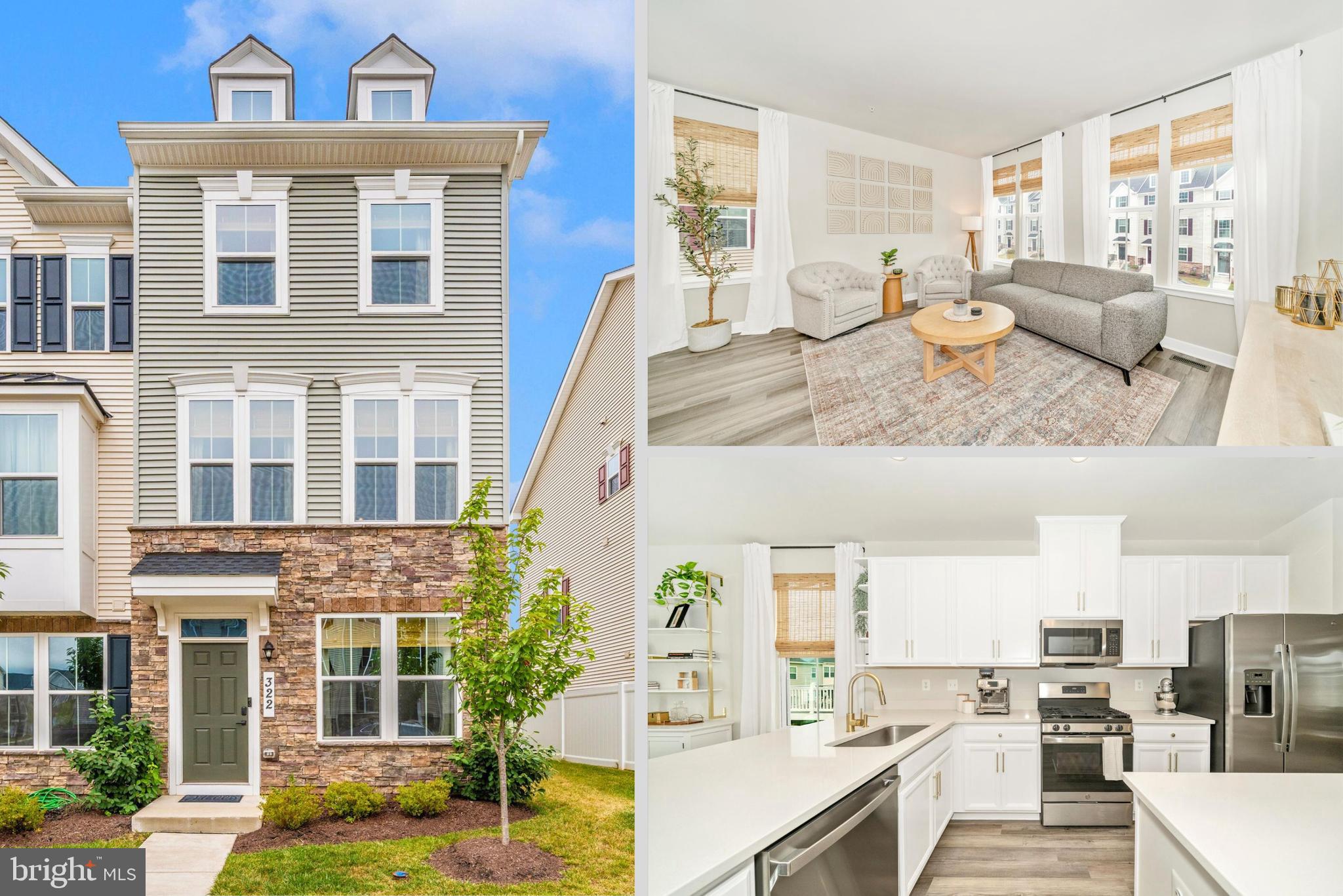 Welcome home to 322 Patterson Park Road! This stunning 3 year old end-unit townhome in West Park Village shows like new and is certainly a must see! The entry level of your home offers two large rec areas with a walk-out door to your rear yard. The main living level of your home offers an open concept living room, kitchen with gas cooking, dining area, and half bath, you also have access to your rear deck. The upper level of your home offers dual primary suites each with their own private full bath along with a convenient upper level laundry room. All of this in an amazing location close to shopping, dining and major commuter routes - while also only minutes from Downtown Frederick and all of the incredible amenities Frederick has to offer. Don't miss your chance to make this home your very own!