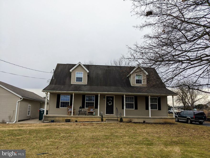 Huge Palmer Twp Cape Cod * 3 BR's & 2 full baths on a .534 acre lot * Large formal LR * Updated eat in kitchen w/ newer appliances * 1st floor primary suite * Dual sinks in the primary bath * Fully finished 2nd floor, can easily be made into 2 seperate BR's * Full basement w/ outside entrance * Covered front porch & rear patio * 1100 SF detached garage * Ideal location, quiet dead end street yet close to dining, shopping & highways * Refrigerator, washer & dryer remain at buyer request * Brand new heat pump * Seller willing to give a $5K credit for replacement of garage doors w/ acceptable offer