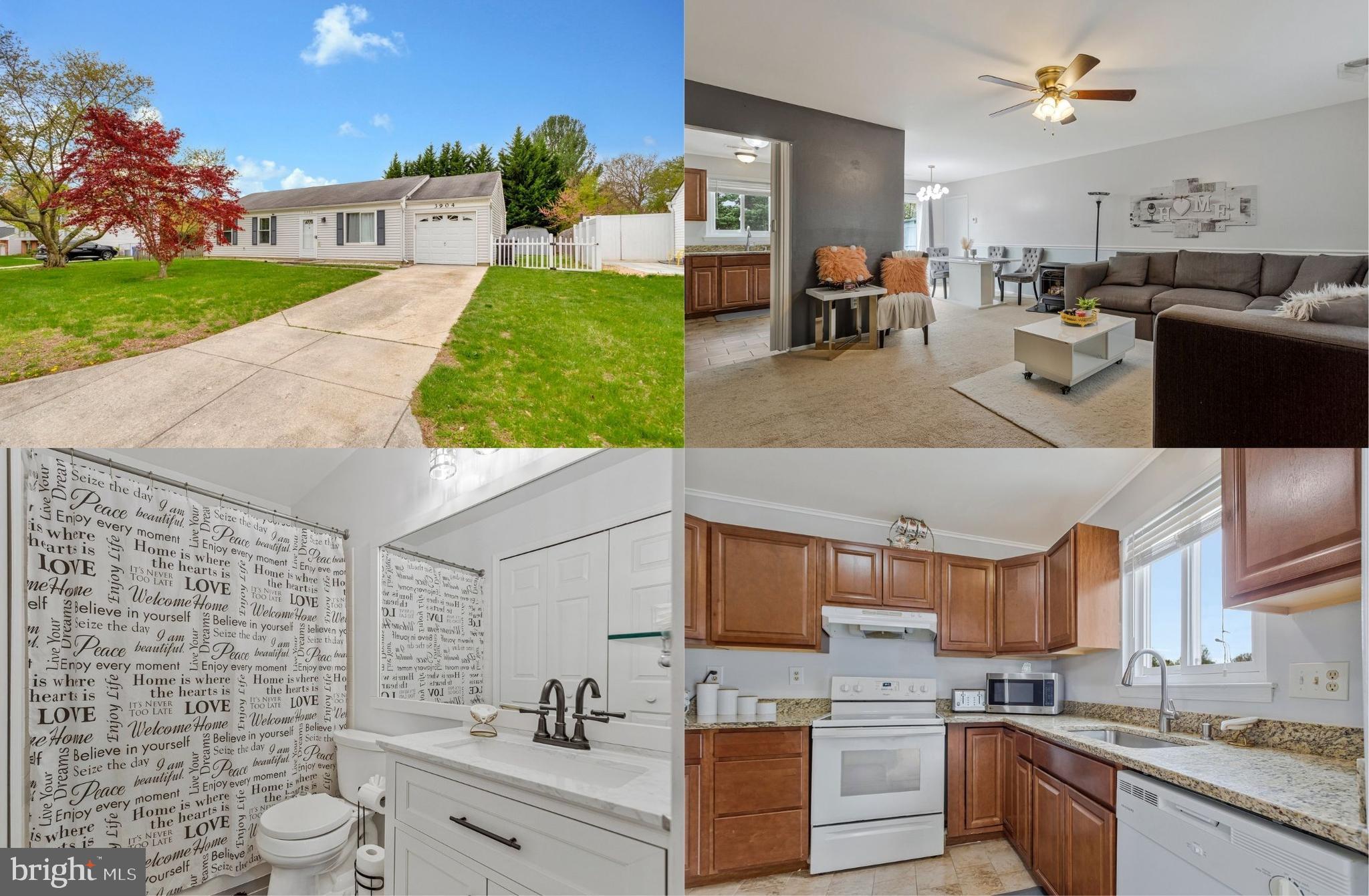 This gorgeous single-family ranch home, nestled in a stellar location, has been beautifully updated from top to bottom! Featuring a tailored siding exterior, spacious attached garage, and one of the largest, most desirable level lots in the area—with a fully fenced backyard with a huge concrete patio, garden shed, and ready for outdoor dining, gatherings, and simple relaxation. Step inside to find fresh, modern finishes, soft neutral paint, crisp moldings, updated lighting, and a renovated kitchen and bath. The upgraded kitchen boasts sleek granite countertops, an abundance of upgraded raised paneled cabinetry, and a newer a 4K stainless steel fridge! The dining area is accented with a chic designer chandelier and has sliding glass doors opening to the spacious patio and private, grassy fenced yard that backs to large evergreen trees—ideal for outdoor relaxation or BBQs. The remodeled full bath is a standout, with luxurious high-end finishes, including a comfort-height vanity and beautiful stone countertop. All three generously sized bedrooms are filled with natural light and offer excellent closet space, making this the perfect home for easy one-level living. This beautiful gem is located on a quiet residential street with no HOA, and is within walking distance of Northview Elementary School, Enfield Chase Park, Bowie Dog Park, and Bowie Town Center! Take in some fun at nearby Allen Pond Park, Bowie Ice Arena and Skatepark, or enjoy the day at Six Flags America. There is something for everyone. It’s the perfect retreat in a spectacular location!