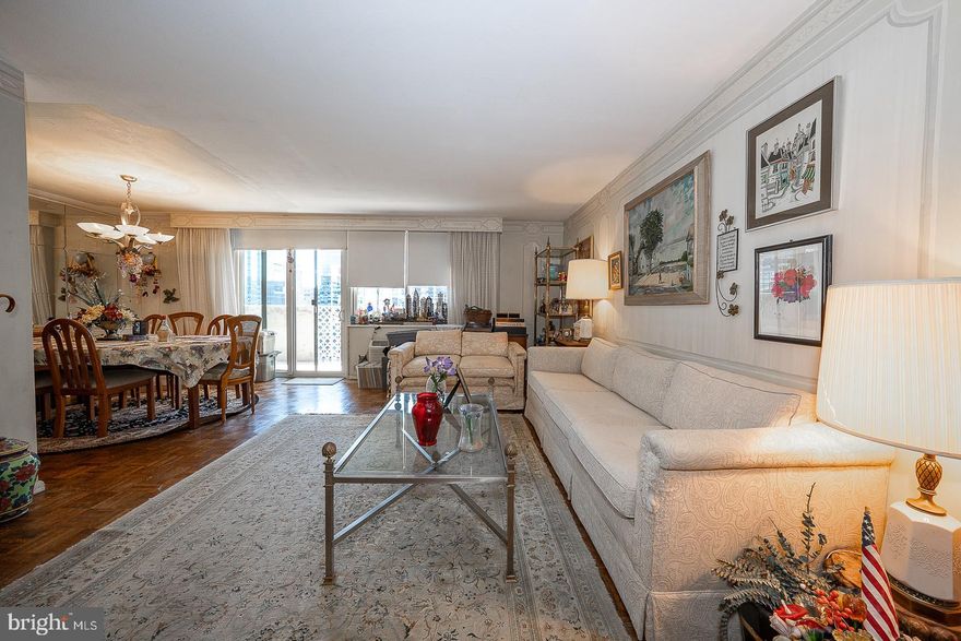 Bright and sunny 1306 Sq Ft, 2 bedroom, 2 bathroom Southwest corner unit with balcony at the Kennedy House awaits!  This spacious unit features an open living and dining room with hardwood floors and sliders to the wonderful, tranquil balcony.  The galley kitchen with white cabinetry offers ample storage and workspace and, convenient in-unit laundry.  The primary bedroom suite has a walk-in closet and a full ensuite bathroom with a walk-in shower.  A second bedroom, full hall bathroom with a tub, and ample storage complete this unit.  The Kennedy House has 24-hour Security & Doorman, On-Site Management & Maintenance, Full Laundry Facility on the 30th Floor, Amazing Rooftop Swimming Pool with breathtaking views, Complete Fitness Center for only $120 annually, On-Premises PARKING GARAGE available at 50% off standard rates, and Hospitality Suites. THE MONTHLY FEE INCLUDES ALMOST EVERYTHING: All Utilities including electric, heat, air conditioning, water & basic cable, All Real Estate Taxes & Maintenance Package. This unit features an abundance of closet space, a storage locker available at no additional charge, and newer, top-of-the-line windows. Nominal real estate transfer tax & no title ins. Required. The Kennedy House is one block from Suburban Station, three blocks from Amtrak 30th Station, and within two blocks of the SEPTA 13 Bus. The Kennedy Market Restaurant and Chima Brazilian Steakhouse are located in the building. Experience the ability to walk out your door to first-class, 4-star restaurants, fabulous shopping & all the conveniences of this sought-after neighborhood—one-time admin fee paid at closing.