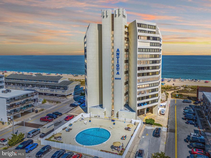 Welcome to 8500 Coastal Highway Unit 308, a charming 2 bedroom, 2 bathroom condo in the heart of Ocean City. Updated kitchen with subway tile backsplash, breakfast bar, stainless appliances, quartz countertops and ample cabinet space. Off the kitchen is a spacious living room - dining room combo that provides a nice place to gather and opens up to the large balcony. The master bedroom is spacious, has a view of the bay, features a master bath and direct access to the balcony. The second bedroom is a versatile space accommodates guests with a twin over twin bunk and a full/queen bed. The hall bath is updated, bright, charming and features a shiplap wall. Step outside onto the large covered balcony, where you'll be greeted by a view of the bay and a delightful peek of the ocean. This outdoor oasis serves as an extension of your living space, perfect for enjoying morning coffee or watching the sunset over the bay. Enjoy cost saving heating and air conditioning… the building is equipped with geothermal heating and cooling making it eco-friendly and efficient. The geothermal system is owned and maintained by the Antigua building & specific vendor. Unit conveys furnished, with the exception of the large beanbag chair and sellers personal decor & items. This property is not affected by the new rental laws.