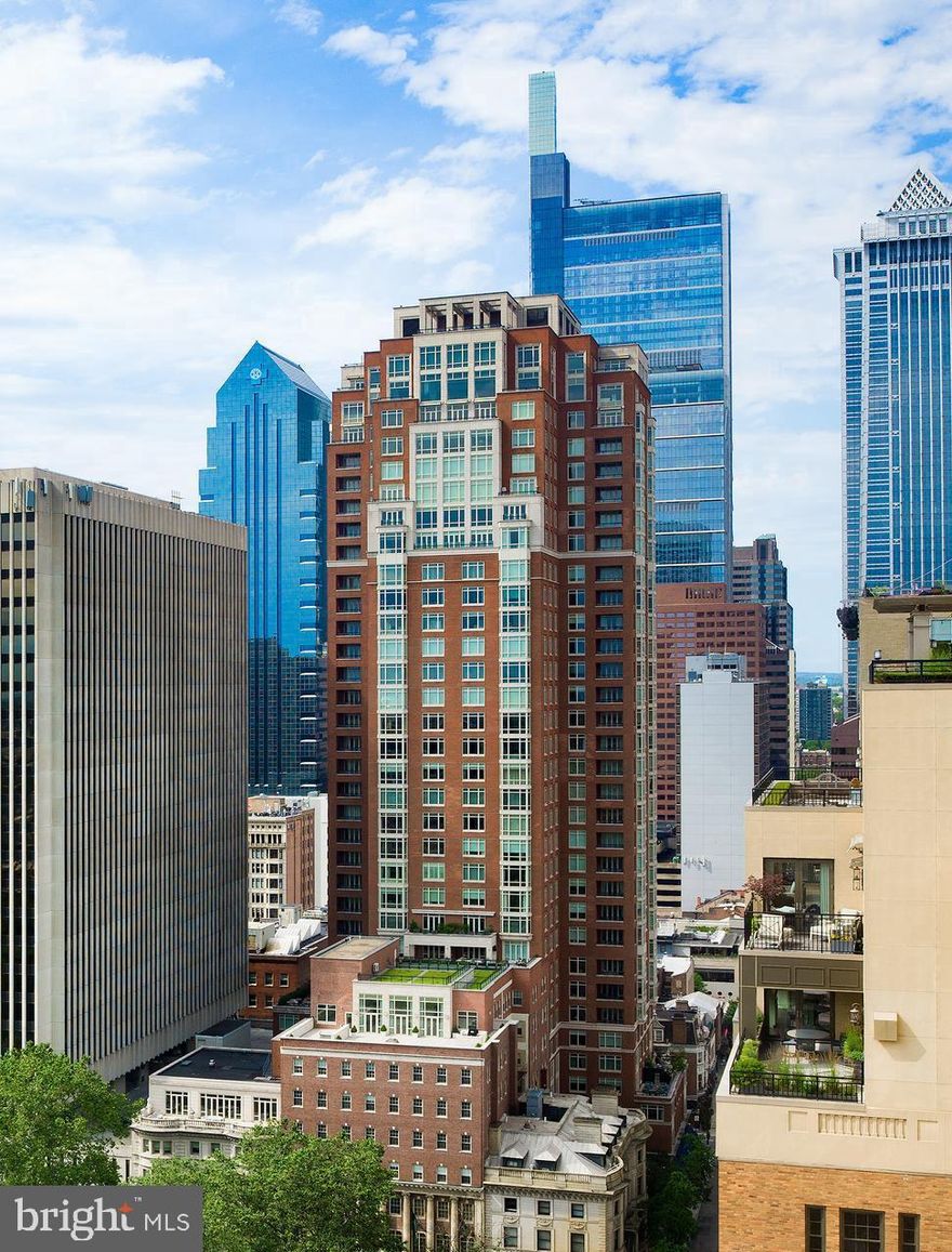 NEW LISTING! Presenting a remarkable real estate opportunity in the prestigious Rittenhouse Square neighborhood. This exquisite residence offers a seamless blend of modern elegance and timeless charm. The home provides breathtaking views of the city skyline and abundant natural light throughout the day.

Step inside to discover an open and spacious living area, with floor to ceiling windows, perfect for entertaining guests or relaxing in comfort. The gourmet kitchen features high-end appliances, sleek countertops, and a large pantry, catering to the needs of any culinary enthusiast. The bedrooms are generously proportioned and designed for tranquility, offering a serene escape from the bustling city.

The home’s bathrooms showcase luxurious fixtures and contemporary design, creating a spa-like atmosphere. With meticulous attention to detail, this property provides the perfect backdrop for your personal style and preferences.

Residents of 10 Rittenhouse Square have access to a range of amenities, including a fitness center, a swimming pool, a landscaped terrace, wine storage, a piano room, a boardroom, a residence lounge, a party room, a fully equipped catering kitchen and a guest suite! Hotel Style Concierges, Doormen, and a chauffeur driven BMW 740i Concierge Car are at your service. Furthermore, the location offers proximity to acclaimed dining establishments, boutique shops, cultural attractions, and the lush greenery of Rittenhouse Square Park. Embrace a refined urban lifestyle and immerse yourself in the vibrant energy of Philadelphia from this exceptional residence at 10 Rittenhouse Square!