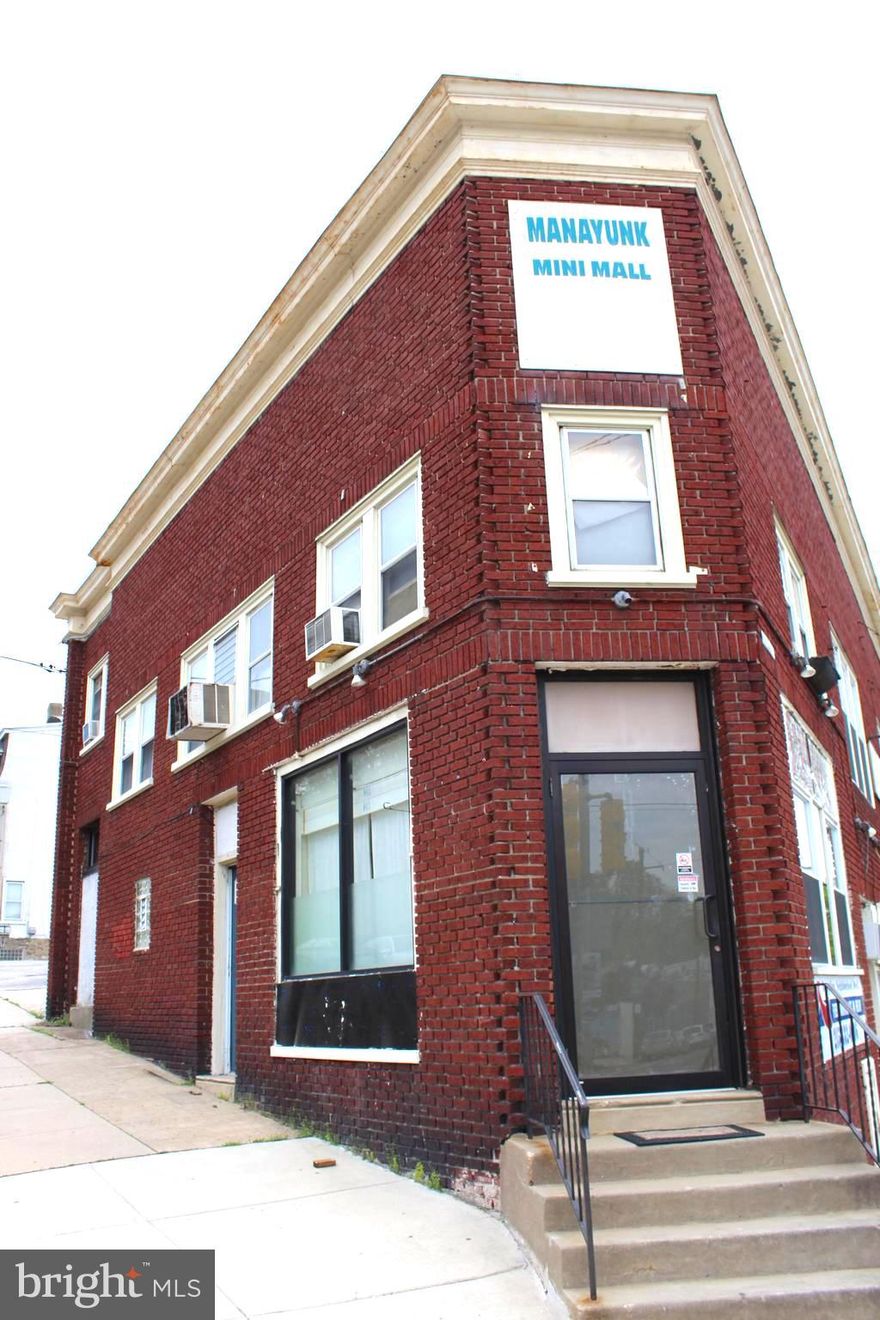 Small, but very visible commercial space, ideal for professional use.  Previously used as a 2-chair hair salon.  Space is approximately 250 sq ft, with windows facing both Ridge Ave and Manayunk Ave.  it has a small storage room, and a powder room.  Tenant pays gas & electric.
