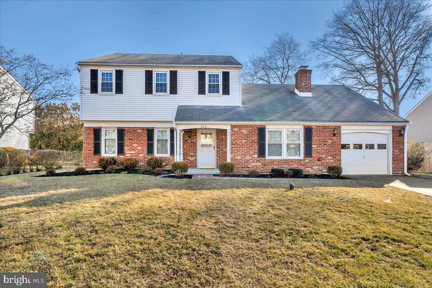 As you enter, you'll be greeted by brand new maintenance free plank flooring throughout the entire first floor, as well as travertine tile in the foyer and kitchen. The expansive kitchen boasts solid surface countertops, tile flooring, updated appliances, and a butcher block serving peninsula, making it a chef's delight. Recessed lighting adds a modern touch, enhancing the home's warm ambiance. The main floor includes a convenient bedroom, ideal for guests or as a home office, as well as a half bath and laundry room.  Upstairs, you'll find three large sized bedrooms and a skylit bonus room, perfect for a private office or playroom. A large cedar closet leads to the walk-in floored attic! Great for convenient storage! The primary bedroom offers direct access to the full bath, ensuring privacy and comfort. Step outside to a fully fenced backyard, providing a safe haven for outdoor activities. Additional storage is available in the backyard shed, and gutter guards around the perimeter add to the home's low-maintenance appeal. NEW HVAC AND HOT WATER HEATER! Located close to shops and restaurants, with easy access to I-95, Route 1, and the PA/NJ Turnpikes, this home combines convenience with suburban tranquility. Don't miss the opportunity to make this pristine, move-in-ready property your new home.