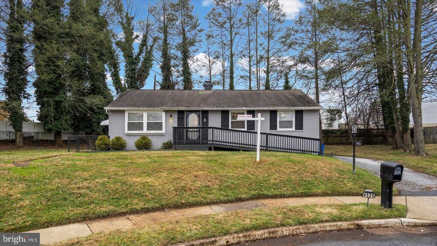 This Modern home  is tucked away on a quiet cul-de-sac in Pikesville. Bright and open with abundant natural light and updated lighting throughout. The updated kitchen features white shaker cabinets, quartz countertops, stainless steel appliances, and a stylish backsplash. Main level offers 3 bedrooms and 2 full baths, including a primary suite with private bath. Finished basement includes 2 additional bedrooms or office space, a large rec room, and laundry room. Enjoy outdoor living with a covered deck and large backyard—perfect for entertaining. Home is being sold AS IS; listing price reflects this.