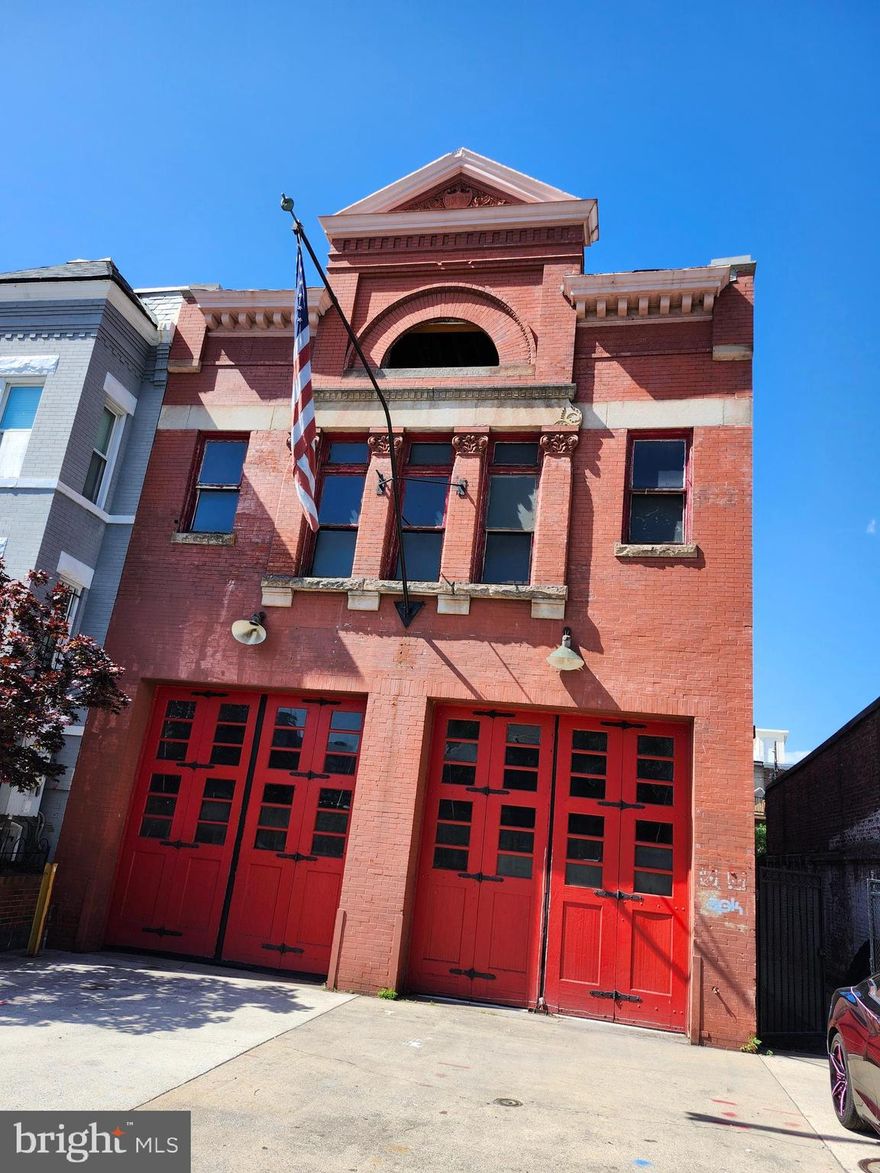 Historic Firehouse currently  zoned residential  with 5700 square feet of interior space on two levels.