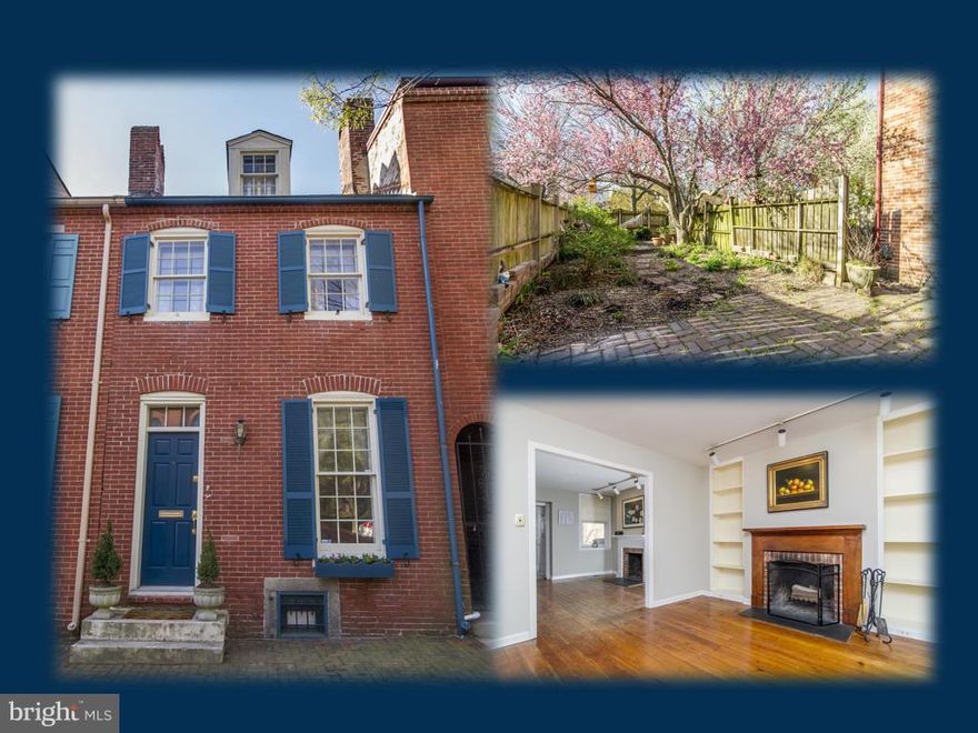 Charming town home in the heart of Otterbein. Orig. wide pine floors through all living levels. Bright kitchen leads to large and beautiful landscaped rear yard and popular Hill Street park just beyond. 3rd floor BR or family room  features sliding doors and balcony w/beautiful park views. 4 Fireplaces (2 working). Very few homes come on the market on this block!  Just in time for Spring blooms!