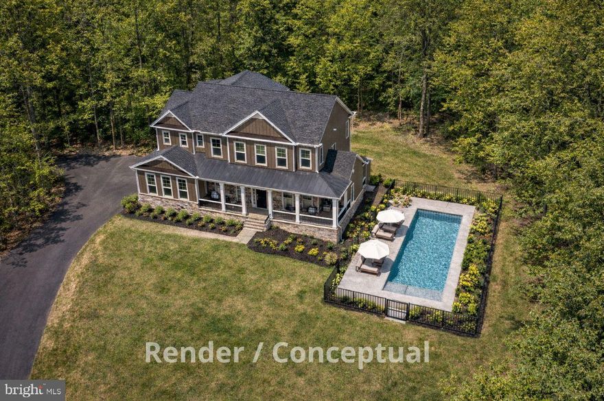 NEW CONSTRUCTION — MOVE-IN SUMMER 2026. Custom-built 5,100+ SF colonial on 2.3 private acres with in-ground pool, pond views, and no HOA. Minutes to the Town of Warrenton with all the privacy of a country estate.

Three finished levels of premium living positioned on a wooded knoll off Meetze Road overlooking a picturesque pond. This is the kind of setting that stops you in your tracks — geese gliding across the water, mature trees framing the property, and nothing but peace and quiet in every direction.

The main level is designed for living and entertaining. A wraparound porch greets you at the front — perfect for morning coffee or watching the pond come alive at sunset. Inside, the open-concept great room flows into a kitchen built for gathering, anchored by an 8-foot island with seating. Step through to the screened porch and deck off the back of the kitchen where you'll overlook the wooded yard and your private in-ground pool. A separate dining room provides space for formal occasions, and a private office with its own entrance off the wraparound porch gives you a dedicated workspace without interrupting the flow of the home. Natural light pours in through windows across the front and rear elevations, creating a bright and spacious feel throughout.

The upper level features 3 bedrooms and a loft — or configure as 4 bedrooms if you prefer. The primary suite is generously sized with a walk-in closet and luxury bath. Upper level laundry keeps daily routines convenient. 9-foot ceilings on both the main and upper levels.

The fully finished lower level walks out directly to the pool area. A large family room and entertainment space anchors this level — wide open for game tables, media setups, or however you envision it. A full bath, large storage closet for pool supplies and equipment, and your choice of luxury vinyl plank or carpet complete the space. Double doors open to the backyard and pool, making this the ultimate indoor-outdoor entertaining level.

The in-ground pool is situated in the back right of the home with concrete surround, fencing, pool heater, and cover included. This is a turnkey property — no extras to chase down after closing.

2.3 acres with plenty of garage and driveway parking, no HOA restrictions, and a location that puts you minutes from Warrenton's shops, dining, and commuter routes while feeling a world away.

Currently under construction with a projected completion of July/August 2026. Secure this home now, place your deposit, and select your interior finishes, exterior siding, and brick color to make it yours.