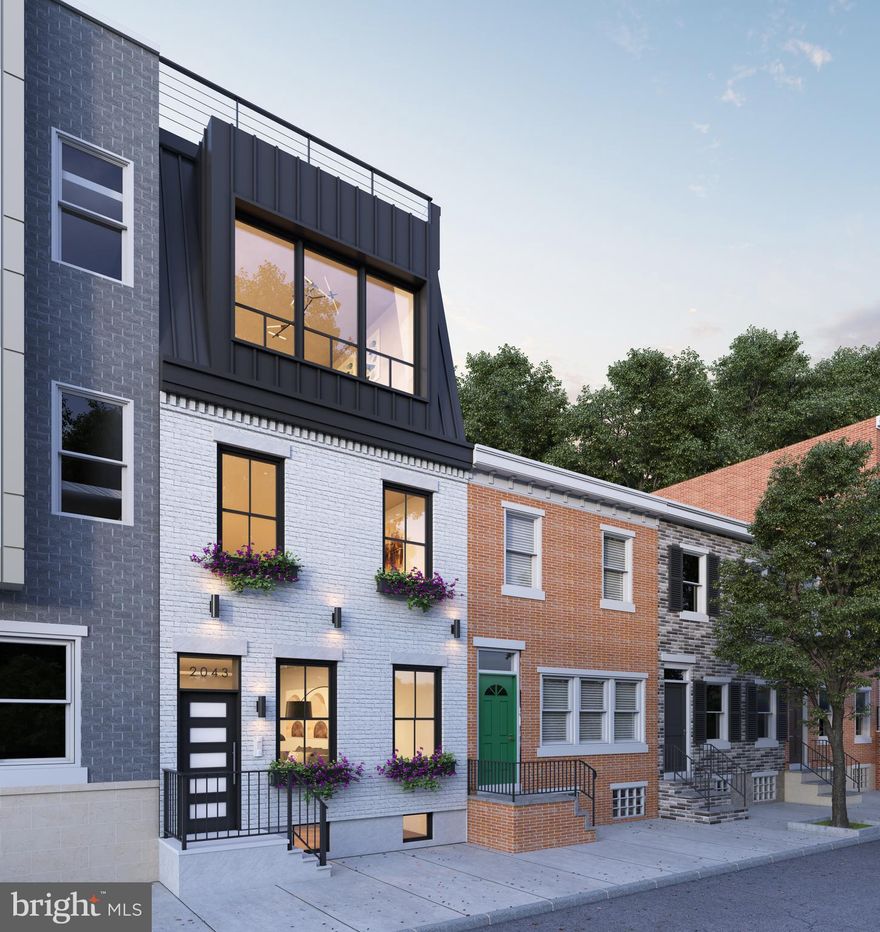 With nearly 2,250 square feet of living space, custom designed finished selections, and unmatched center city views. Head up the front steps into the expansive open living room and open floor concept that then lead you into the dining and kitchen area. The dining area that flows into the gourmet chef designed kitchen. The kitchen features quartz countertops, tile backsplash and stainless steel appliances. Off the back of the kitchen is an over-sized heated rear patio door that leads to your private off street parking space. Upstairs you will find two large bedrooms with large closets, and a full bathroom. This floor is also equipped with a laundry room with a gas washer/dryer. Continue to the top floor which has the master bedroom! The master bedroom suite has a walk-in closet and a master bath attached wrapped in floor to floor ceiling tile, shower, a double vanity sink, and stand alone tub. The roof deck is complete with spectacular panoramic views. There is additional fourth bedroom in the finished basement along with a full bathroom and flex space. Perfect for an office, fitness room, or additional sitting area. With a Walk Score of 94, this location is a walker's paradise: everything you want and need, including public transportation, is just a short walk away. If you want greenery outside of your private roof deck , enjoy an easy stroll to a variety of outdoor spots include Schuylkill River Park & Trail, Fitler Square and Julian Abele Park. Local fooderies include Honey's Sit n' Eat, Ant's Pants Cafe, Sidecar, Las Camaradas, The Social House Cafe, Igloo and Rita's, just to name a few. Everything else Center City has to offer is just a stroll away. 10 year tax abatement Pending. 1-year builder warranty.