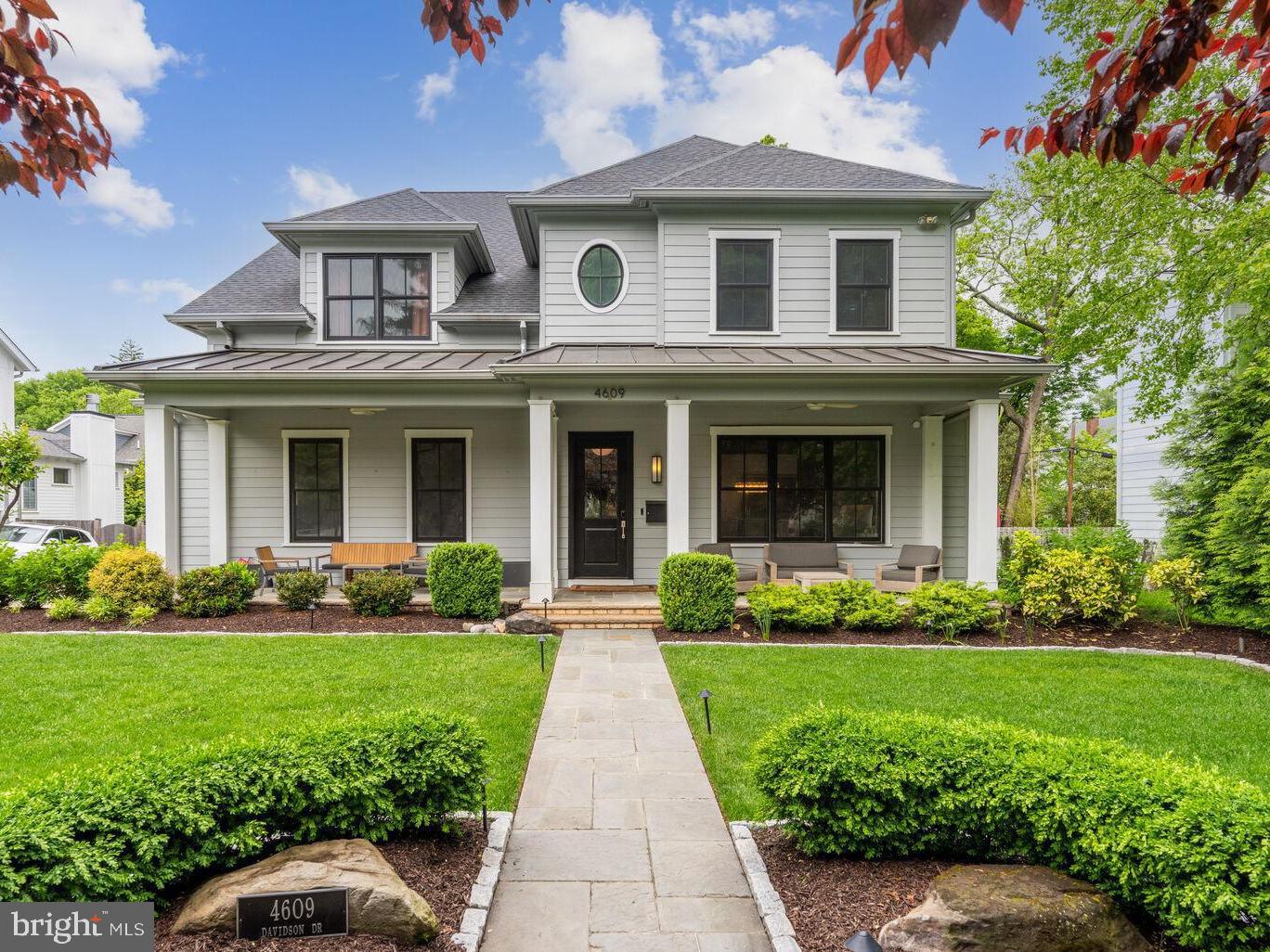 ** Rare opportunity to own Bethesda's #1 Builder SANDY SPRING custom home***. LOCATION LOCATION - only 1 block to the beloved Norwood Park and perfectly centered between both Friendship Heights and Bethesda Row restaurants and shops. Offering luxury and convenience the meticulously crafted 5-BR, 4.5-BA residence nestled in the prestigious Chevy Chase Terrace neighborhood. has every detail covered with custom drapery, designer light fixtures and soaring ceilings. the gourmet kitchen has a walk in pantry, Thermador appliances, 6-burner gas stove and center island.
The upper level primary has tray ceilings, double walk in closets and spa-like bath. An additional 3 bedrooms, impeccable laundry room and loft space complete the upper level. The lower level living room is opens to a full gym, extra kitchen area and 5th bedroom / golf simulator that may convey. The exterior boasts over 150k in professionally designed hardscaping with screen porch and multiple level stone patios amazing for entertaining. The side lawn is great for play fully fenced and move in ready. Enjoy the side walk streets of the sought after Chevy Chase Terrace, blocks to Somerset Elementary in BCC Cluster schools.
Conveniently walkable to 2 metros and easy commute to DC!