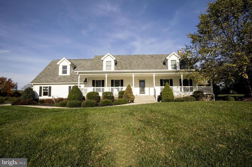 Beautiful and totally updated Cape Cod.  Open floor plan w/main & upper level master suites, 4 1/2 Baths, Gourmet Kitchen opening to Fam Rm w/FP, 2 Car Attached Garage. Loaded Detached 4 Bay Garage (60'x40') includes radiant heat, full bath, Office, hydraulic lift & Compressor- perfect place for Car Enthusiast! RV/Horse Trailer Storage. Fin LL w/BR, BA, Kitchenette. Private & peaceful setting.