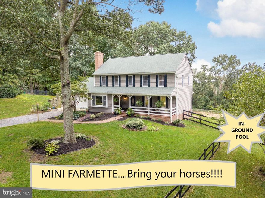 Bring the horses! Mini equestrian farmette with so much to offer! 4BR & 2.5 Baths. Kitchen & separate dining room, family room w/wood stove, Living Room....perfect for entertaining. Spacious BRs, updated baths. Screened porch overlooks in-ground pool. Barn w/4 stalls, tack room and water/electric. Floored attic storage w/shelves & detached garage w/storage. Situated at a dead end street for lots of privacy. No HOA!