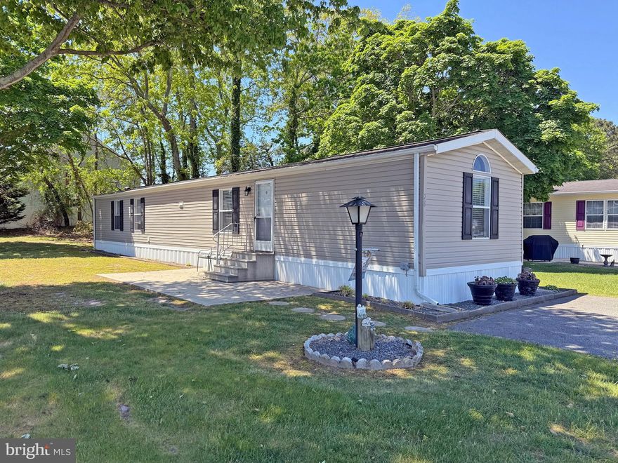 Make this your year-round home or your vacation get-away! Just 3 miles to the Rehoboth boardwalk, so an easy bike or scooter ride away. And the DART Bus Park-n-Ride is just down the road if you don’t feel like hunting for parking at the beach. ONE-YEAR HOME WARRANTY ($425 value). This 1995 Skyline is approx. 924 sq. ft. and features a large 10’x17’ screened porch for outdoor living space. There’s an open patio by the front door, too. Vaulted ceilings and a recent kitchen remodel make this home feel spacious. The kitchen has granite countertops, a side desk, fridge with ice maker, disposal, electric range, and a built-in microwave. Big double-door pantry. Popular split bedroom plan, with both baths having “sun tube” skylights. The main bedroom is en Suite with a walk-in closet. That bath has a single-sink vanity and a stall shower.  The full-size, side-by-side washer and dryer are located in this bath. The second bedroom is toward the front of the house and is next to the second full bath, which has a tub/shower. Storage shed for you beach & gardening gear. Driveway parking for 2 vehicles. Fully furnished. One block to the community pool. Annually renewable leasehold interest: Lot Rent of $761.00/mt. includes water & trash/recycle service (Lease renews annually on Jan. 1 with any increase capped per law – 25 Del. C. Sec. 7050-7054). Homeowner pays electric, sewer, cable/Internet (Xfinity) & lawn service. Silver View Farm allows 2 pets. Pool membership is optional (approx. $175/person with discounted group packages). A Park Application ($76/person) is required for all adults who will occupy the home for 14 or more consecutive days. Buyers are accepted as a Resident in Silver View Farm based on the following criteria: 1.)income verification, 2.)high credit bureau score, 3.)evaluation of debt-to-income ratio, and 4.)criminal background check. Note: Rentals are NOT permitted in this community - but friends & family are welcome to visit you. Financing may be available to qualified borrowers from only a very few Lenders that specialize in installment/chattel loans for manufactured homes on leased land. Closing costs will include a 3.75% “real estate transfer tax” (DMV Doc Fee) & a Settlement Agent Fee.