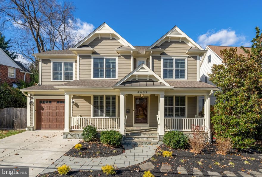 Timeless Character Meets Modern Comfort in the Heart of Bethesda

Experience a blend of refined design and thoughtful layout in one of Bethesda’s most desirable neighborhoods. From the charming front porch to the richly paneled interiors, every detail of this home reflects elevated living and everyday functionality.

Inside, the main level showcases custom millwork and detailed paneling, adding depth and texture to every room. The layout includes a spacious home office, an inviting sitting room, and a large dining room that easily accommodates both family gatherings and formal entertaining.

At the heart of the home is the kitchen, featuring custom cabinetry, a center island, two ovens, and seamless access to the mudroom and attached one-car garage. The kitchen flows effortlessly into the sunlit breakfast area and open family room with built-ins, creating the perfect setting for everyday living or entertaining. French doors open to the stone patio and manicured lawn adorned with café lights, extending the living space outdoors.

Upstairs, the primary suite offers a serene retreat with a designer-renovated bath (2022), dual walk-in closets, and a bright, airy atmosphere. Two additional bedrooms share a beautifully renovated hall bath, while a fourth bedroom with an ensuite bath provides ideal guest accommodations. A laundry room and open nook—perfect for a study area, gaming space, or yoga zone—complete this level.

The top floor features a large, carpeted bonus space which functions beautifully as a second office, playroom, or storage area. The lower level offers even more flexibility with one bedroom, a full bath, a spacious recreation room, media room and a dedicated gym area.

With its combination of classic Bethesda charm, custom upgrades, and versatile layout, this home delivers an unmatched living experience in one of the area’s most desirable neighborhoods — just moments from Downtown Bethesda, Metro, NIH, and top-rated schools.