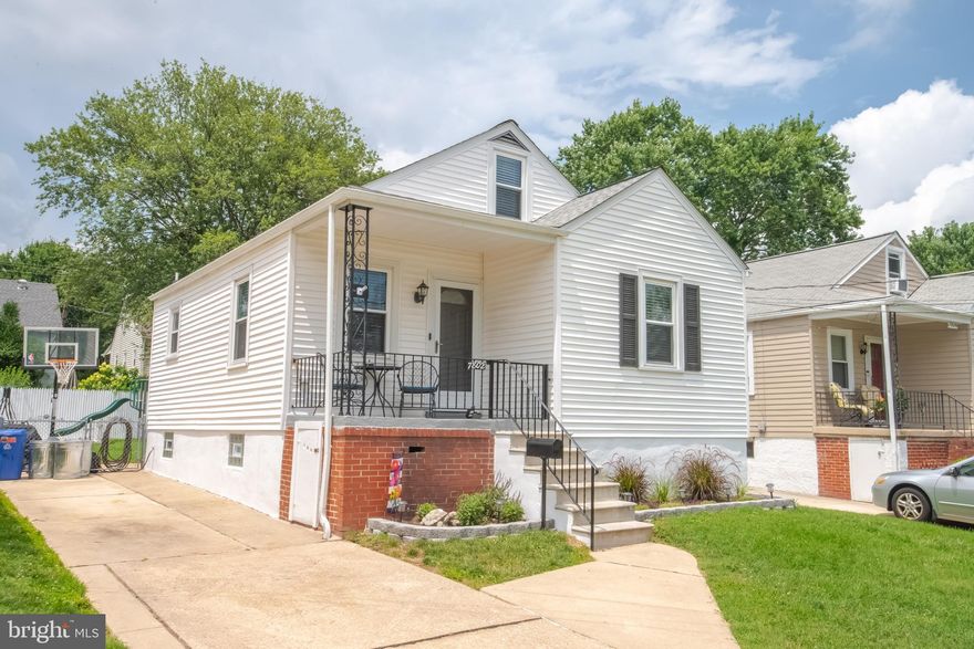 Welcome to 7802 Bagley Avenue located in the heart of Parkville on a desirable non-through street! This home has been lovingly maintained over the years. From the moment you enter this classic Cape-Cod you're greeted by tons of natural light and arched entryways. The main floor is complete with the living room, kitchen, and two ample sized bedrooms. The upper level has one bedroom with unique built-ins. The lower level has the fourth bedroom, a half bath, family room area, laundry area, ample storage,
and two additional rooms for the home office or possible bedrooms. Enjoy relaxing evenings on your covered front porch. The fenced rear yard features a large storage shed and patio perfect for entertaining. Off-street parking for two plus cars in the driveway.  Updates to the home include: Brand new kitchen with white cabinets, granite counters, microwave, refrigerator w/ice maker, and a dishwasher. New Bathroom with a deluxe tiled surround, sink and toilet. New LVP flooring on the main level. Updated lighting, light switches and outlets on the main level. New main stack plumbing. New tankless hot water/boiler combo system. Freshly painted inside and out. New gutter guards were added to the rain gutters. New carpet installed on the stairs. Close proximity to shopping, restaurants, Double Rock Park, and commuter routes of 695 and 95.  With all these updates and more why not make this your new home.
