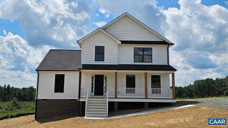 Construction is underway! Situated on a 3.48 acres just outside the town of Gordonsville, the 4 BR Monterey Plan features a 1st Floor Vaulted Primary Suite, &  Open GR-Dining-Kitchen layout that is loaded w/ added options! The list includes Upgraded Black Gutters & Black Windows w/ Wide Window Trim on the Front, a Craftsman Style Front Door, and rear deck. Inside features like Laminate Floors, 36" Shaker Style Kitchen Cabinets, Granite Counters, 7' Island w/ seating, & Stainless Appliances add to the charm and comfort of this versatile plan! Note, photos are similar previously built homes that may feature options not planned for this property. Contact agent for a complete list of included options, and ask about closing cost incentives available from the builder!